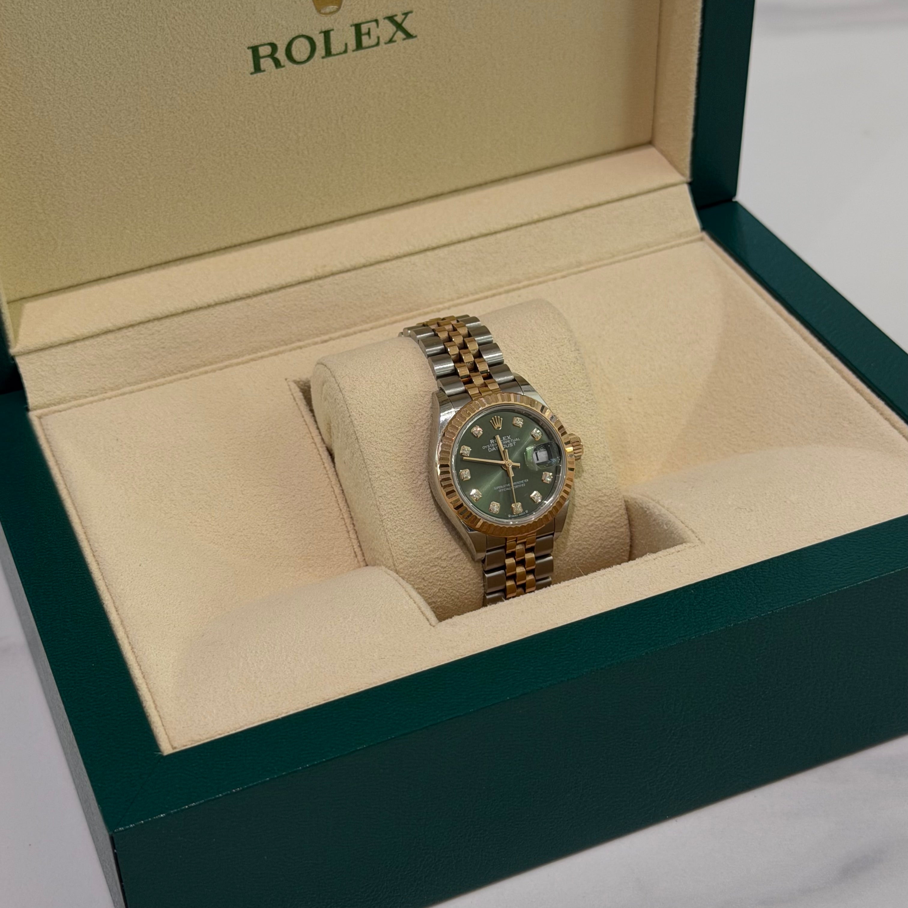 Rolex Lady-Datejust M279171 Olive Green Dial Steel & Yellow Gold Fluted Bezel