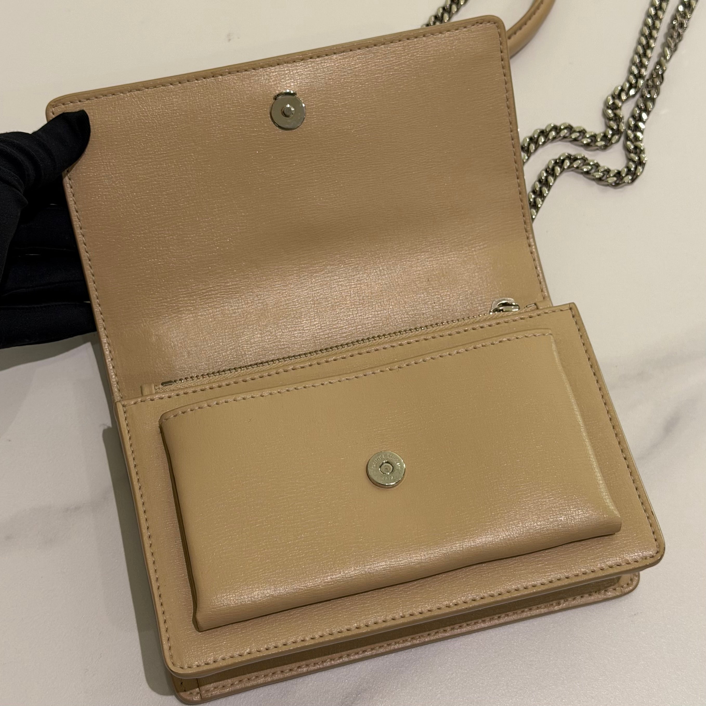 Saint Laurent Sunset Mini Chain Bag Beige