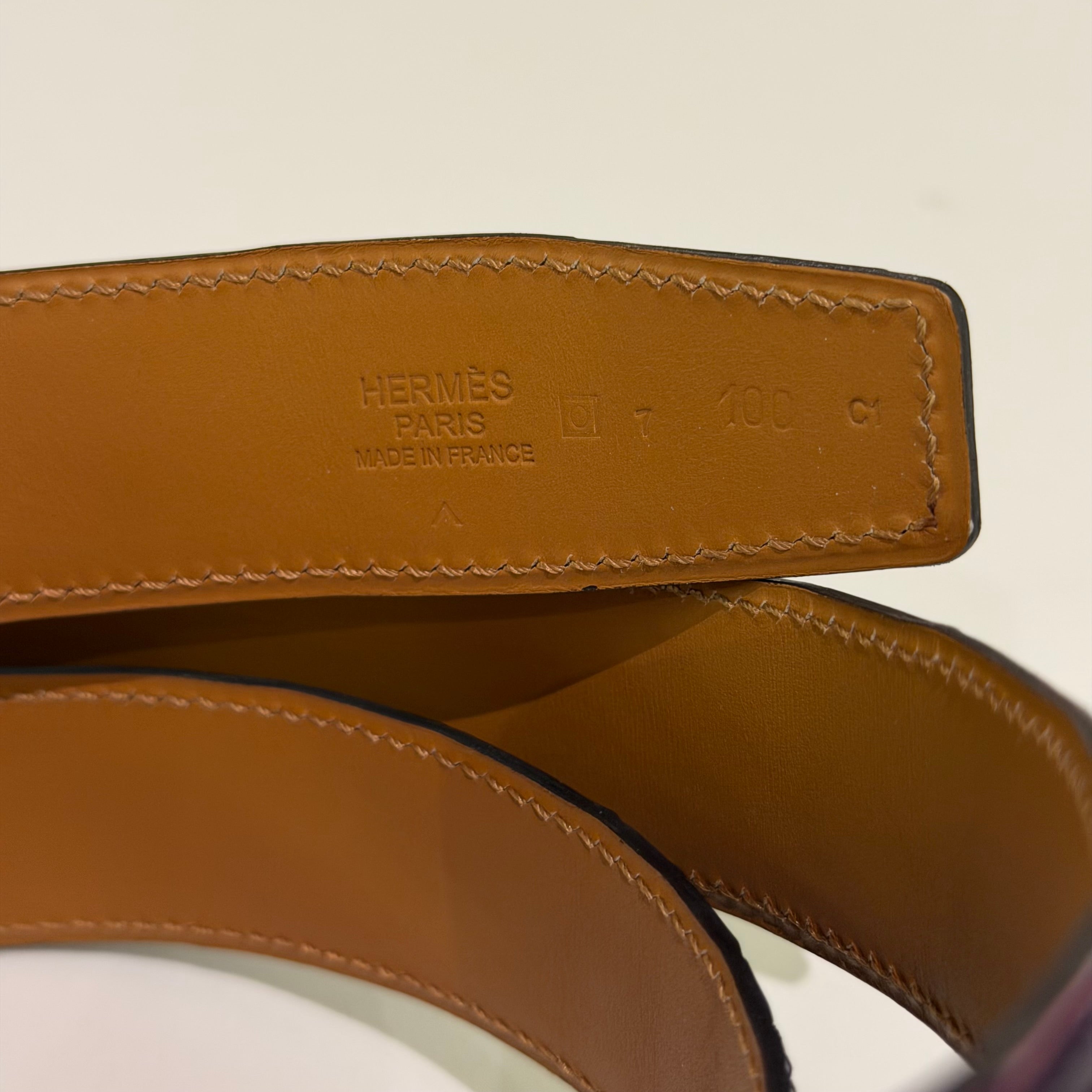 Hermes Crocodile Leather Belt Purple (Stamp O)