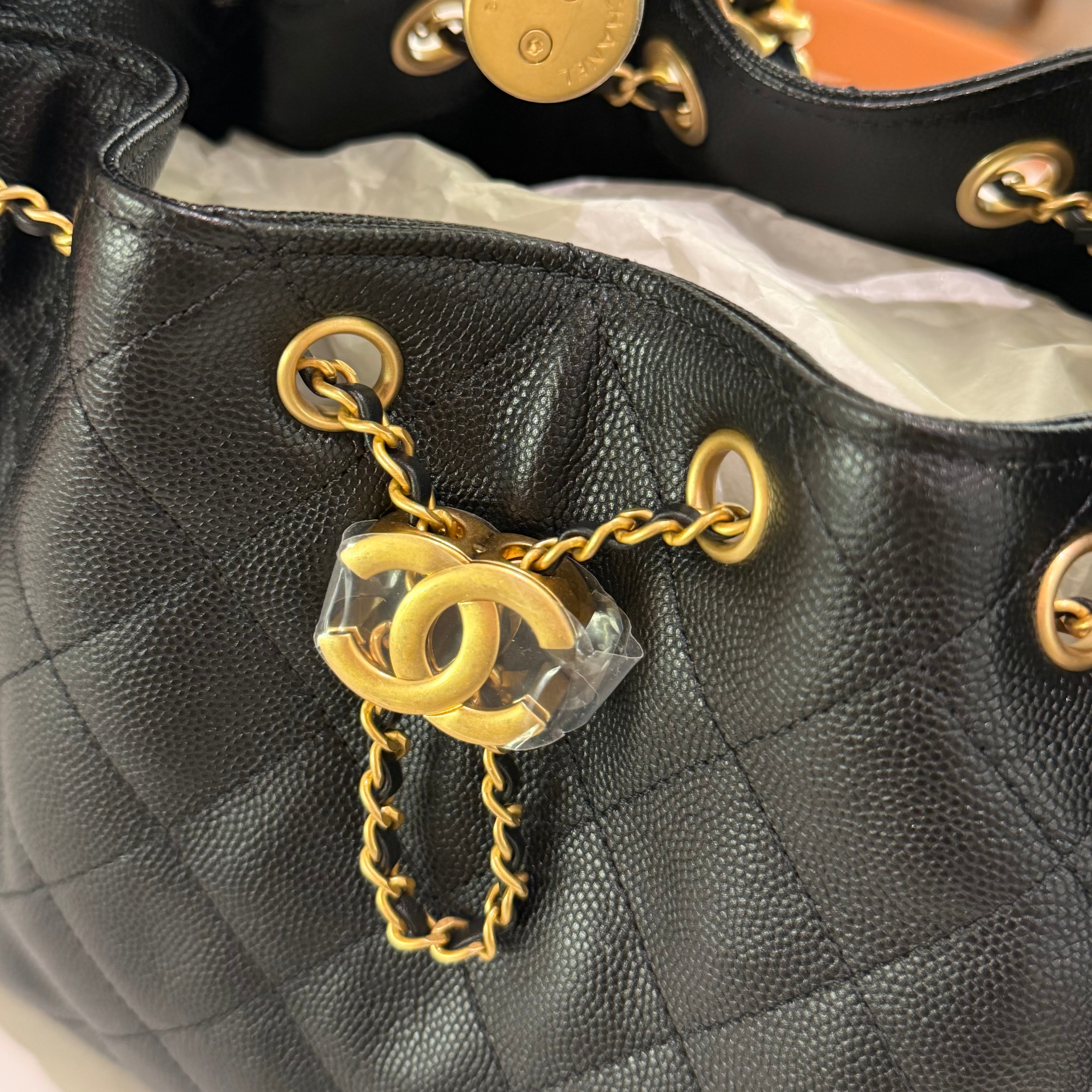 Chanel 25 Hobo Small Black Caviar Leather with Gold Hardware (Chip Model)