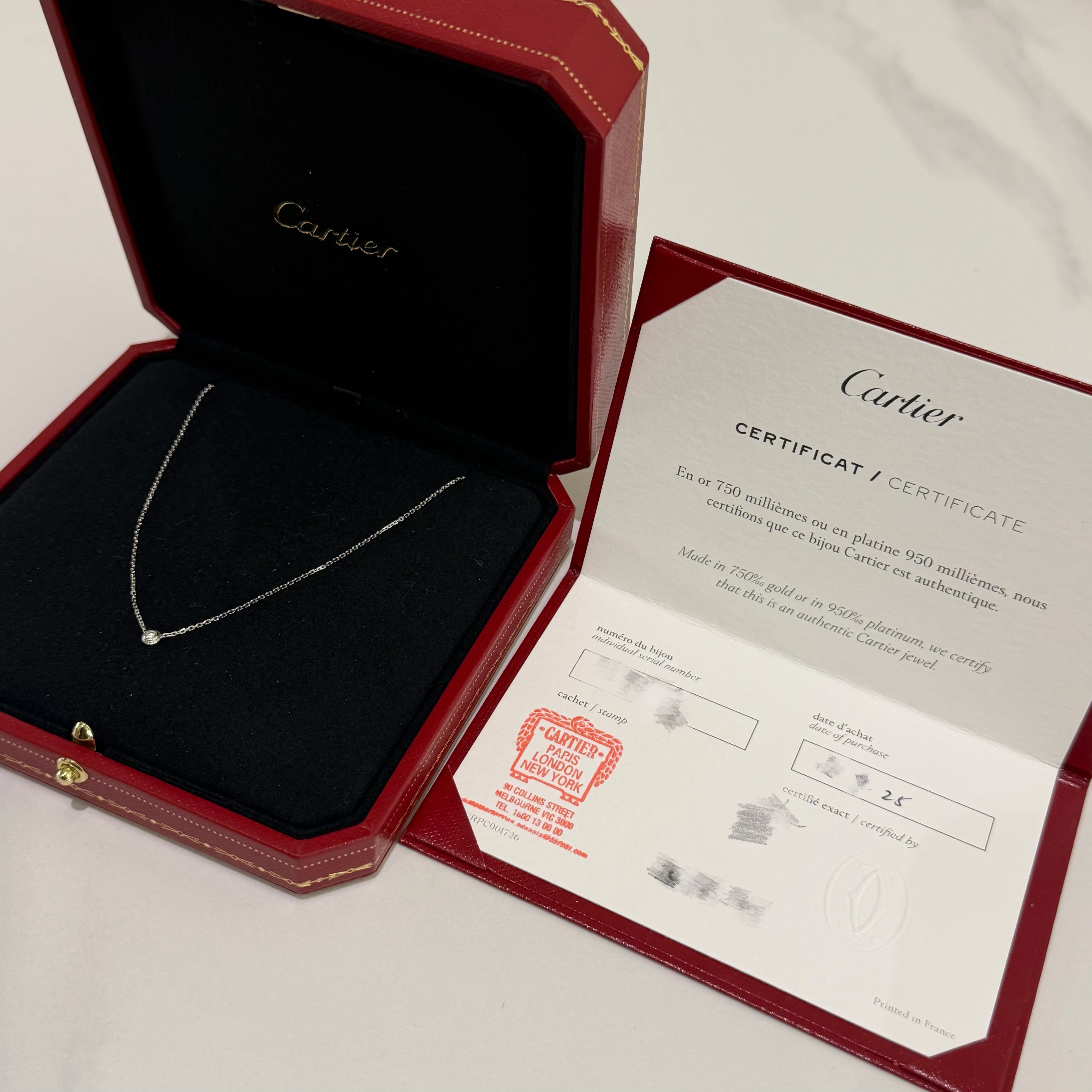 Cartier D’Amour Flying Saucer Single Diamond Necklace 18K White Gold 0.04ct | CARTIER