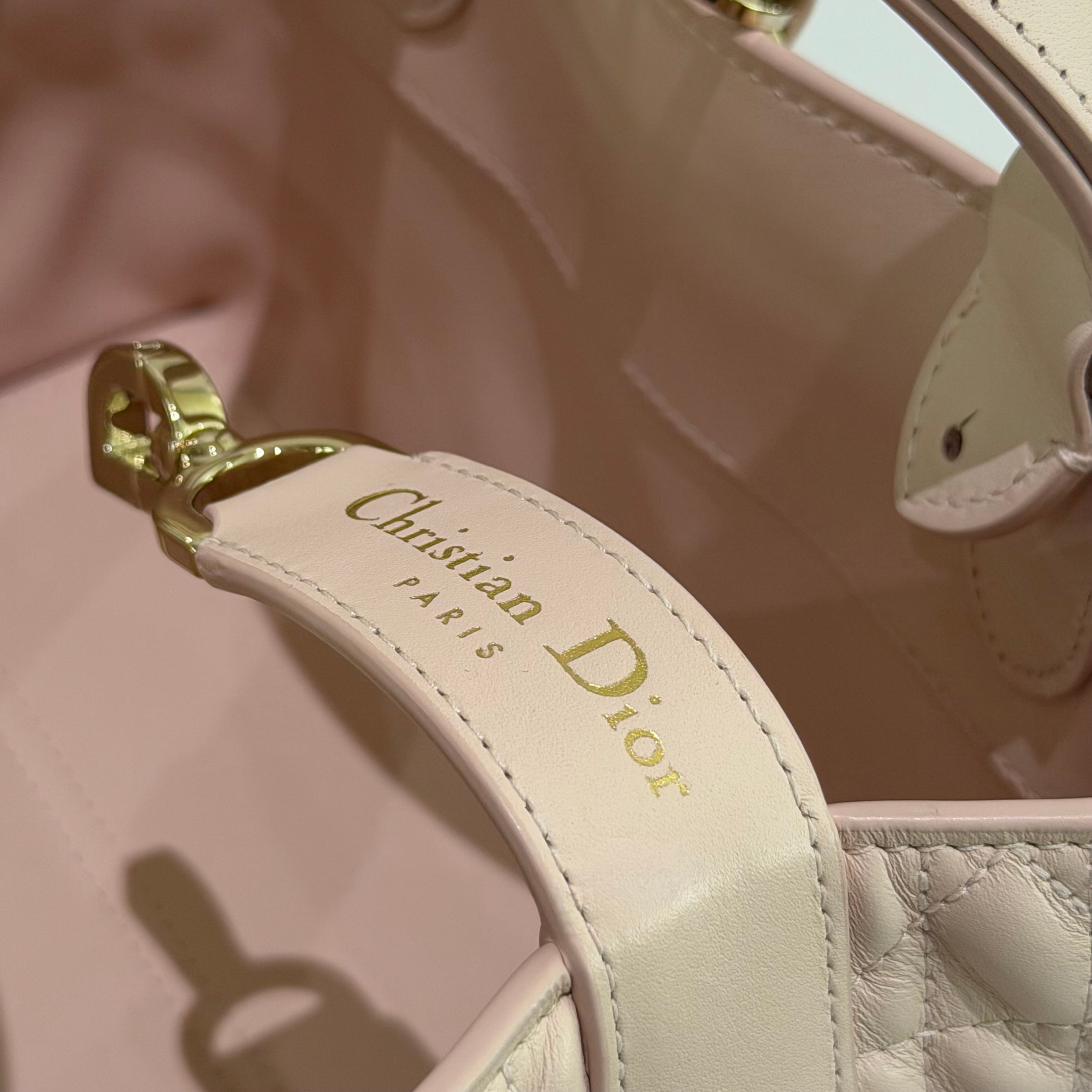 Dior Toujours Light Pink Small Quilted Top Handle Bag