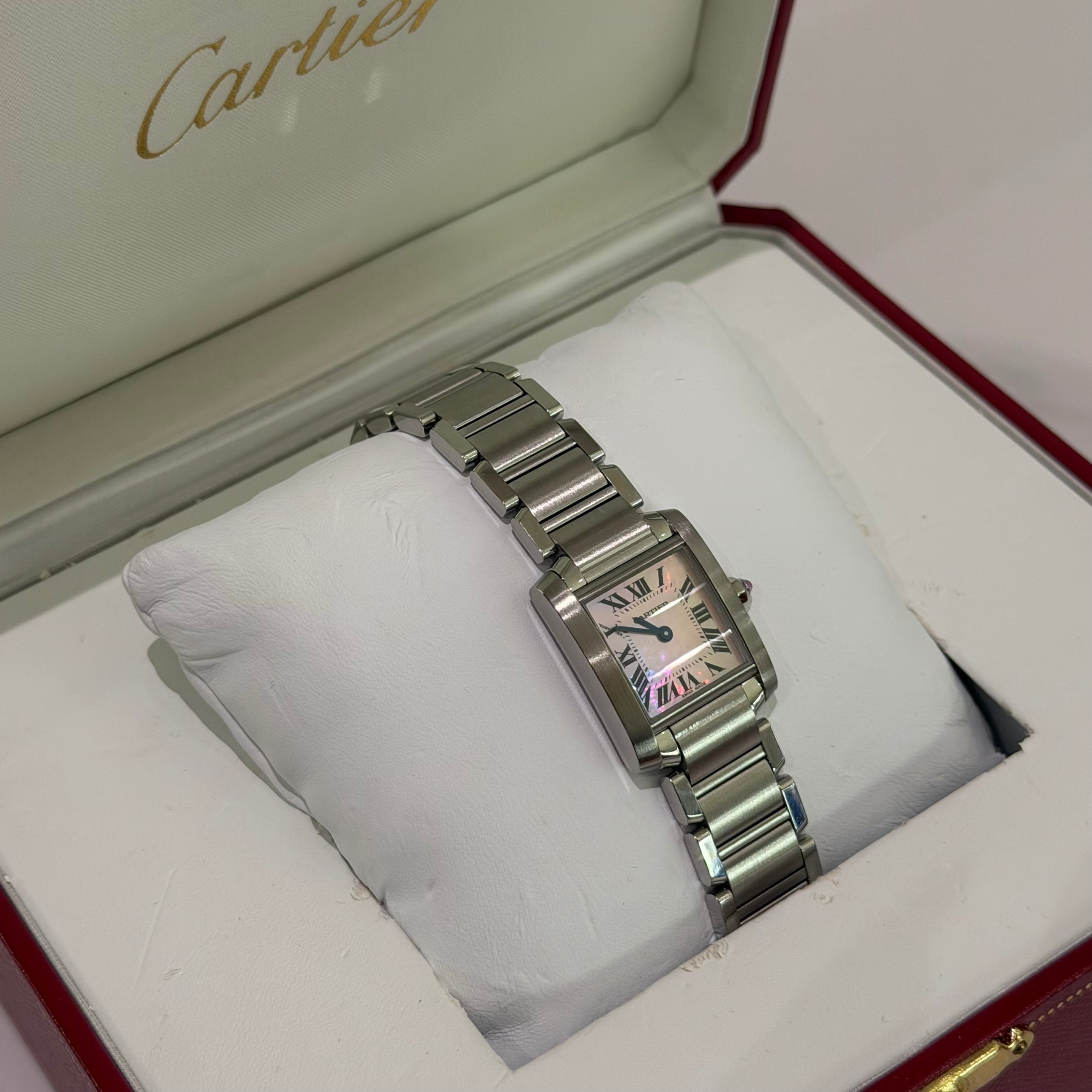 Cartier Tank W51028Q3 Pink MOP Quartz Watch