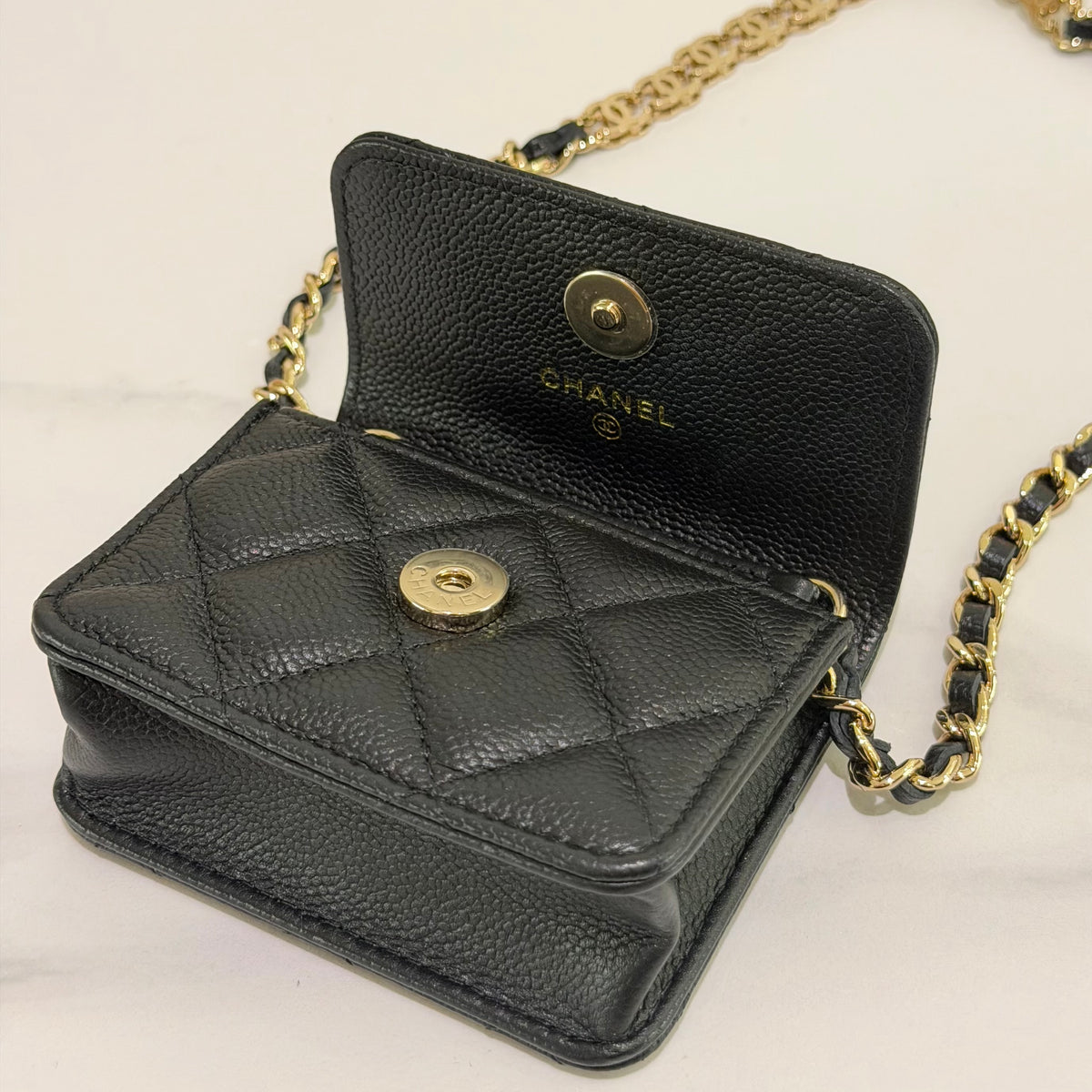 Chanel Belt Bag Black Caviar Leather with Gold Hardware (Authenticity Card Version)