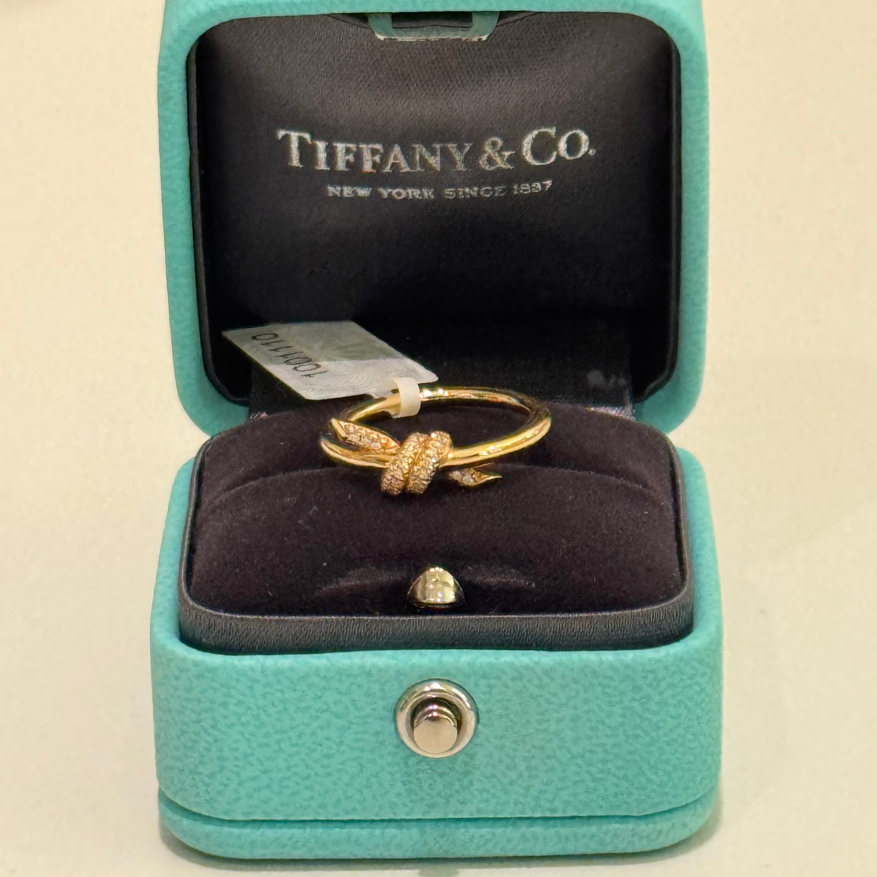 TIFFANY KNOT RING 18K ROSE GOLD WITH DIAMONDS