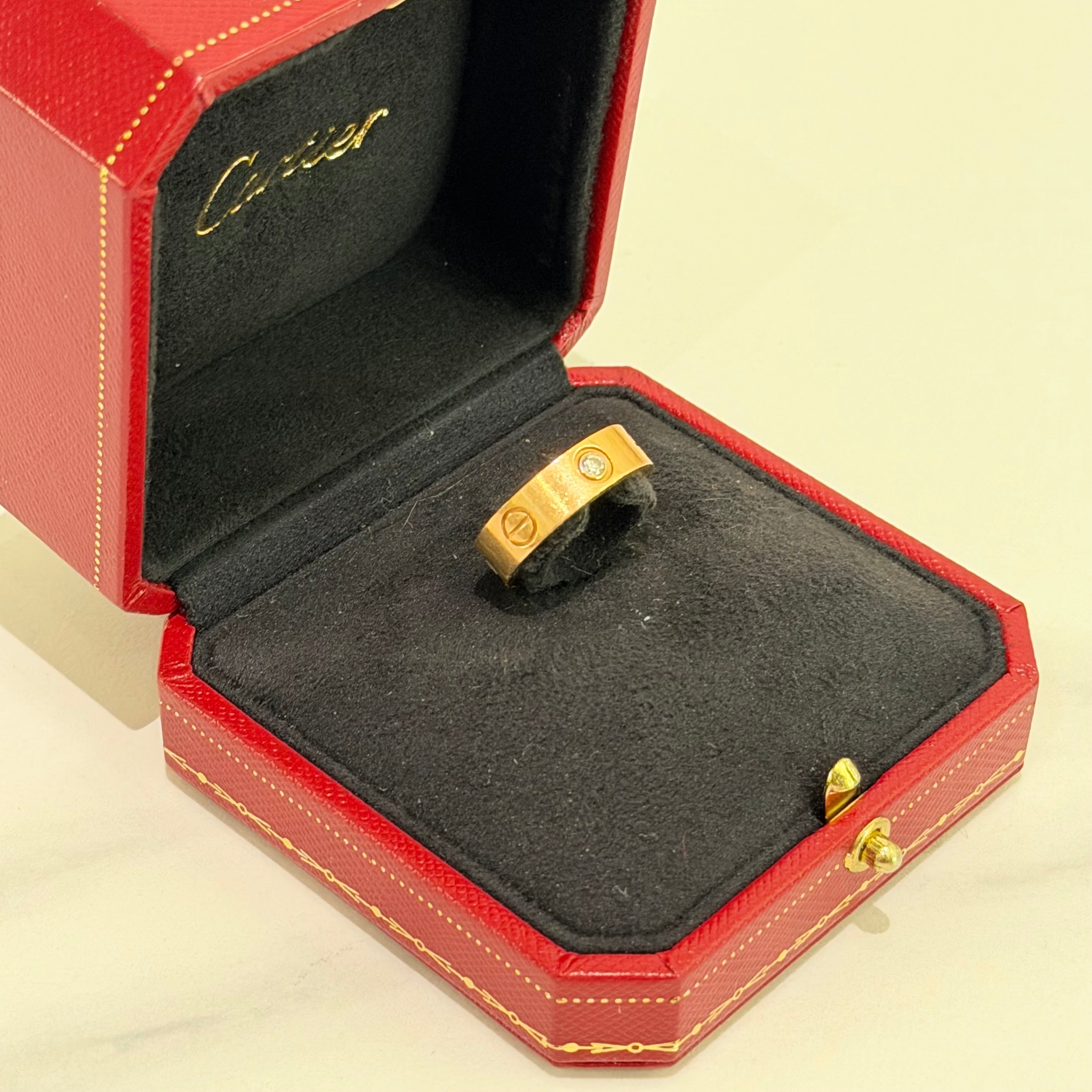Cartier LOVE Wide Three-Diamond Ring 18K Rose Gold