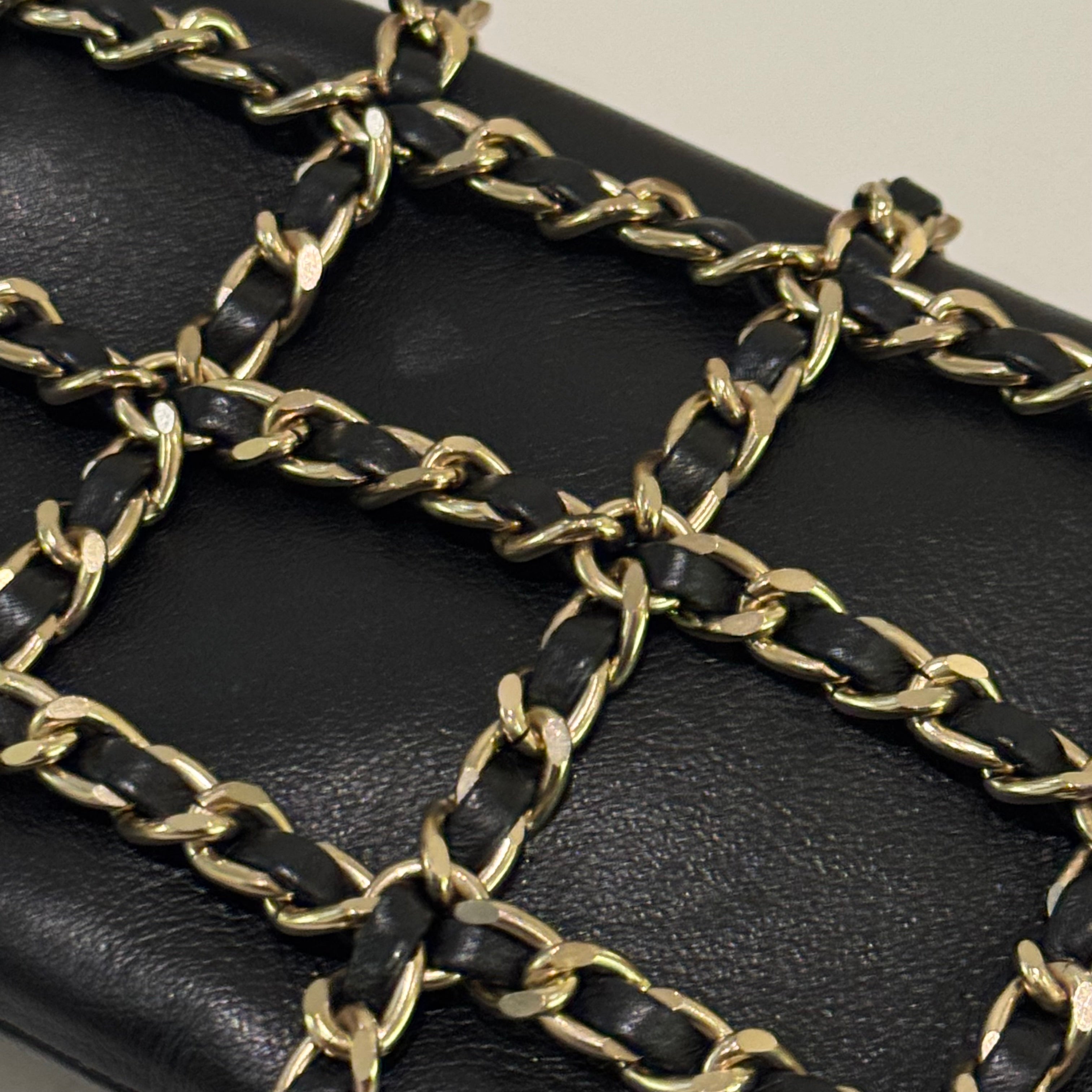 CHANEL BLACK CHAIN PHONE HOLDER (RECOLORED)