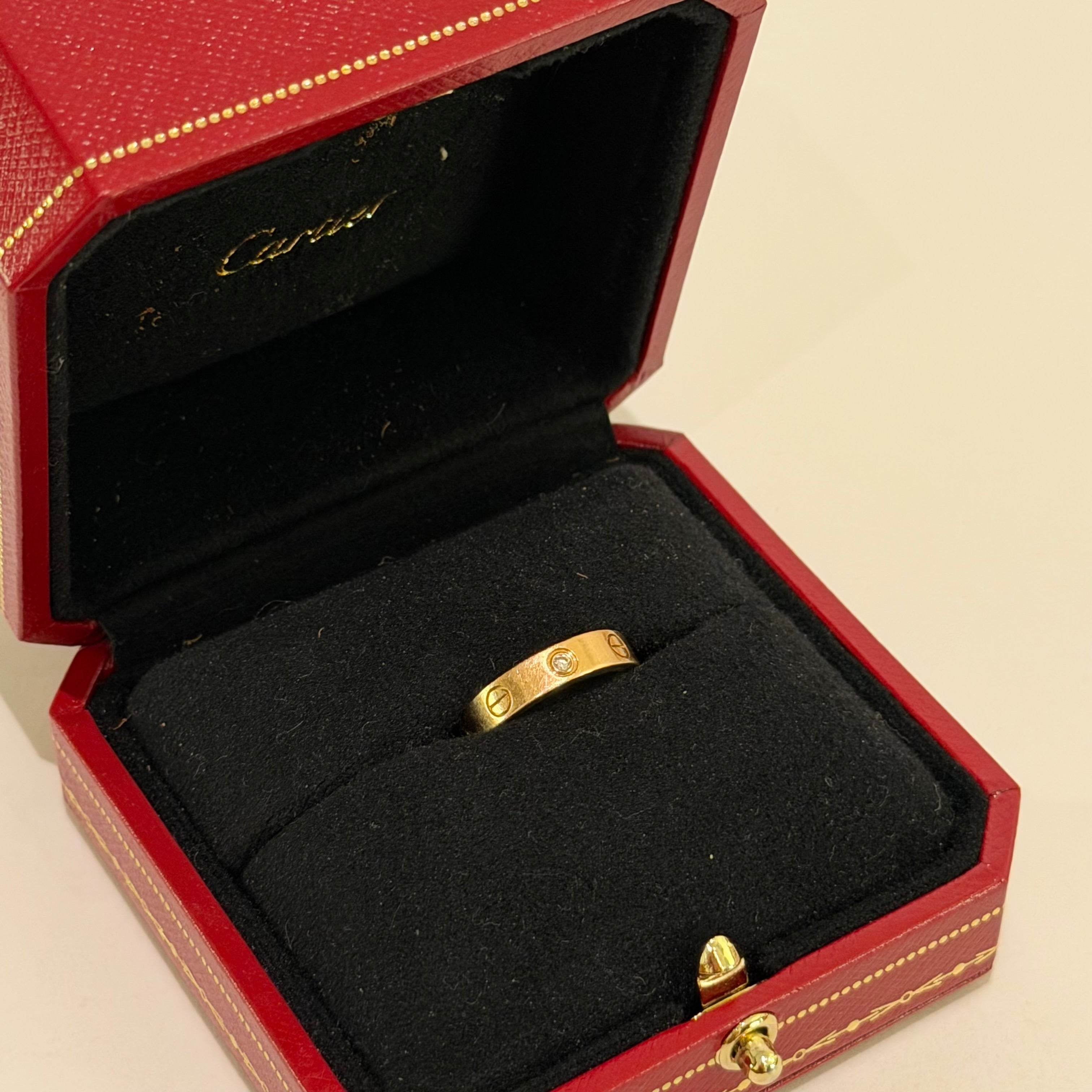 Cartier LOVE Single Diamond Narrow Ring 18K Rose Gold