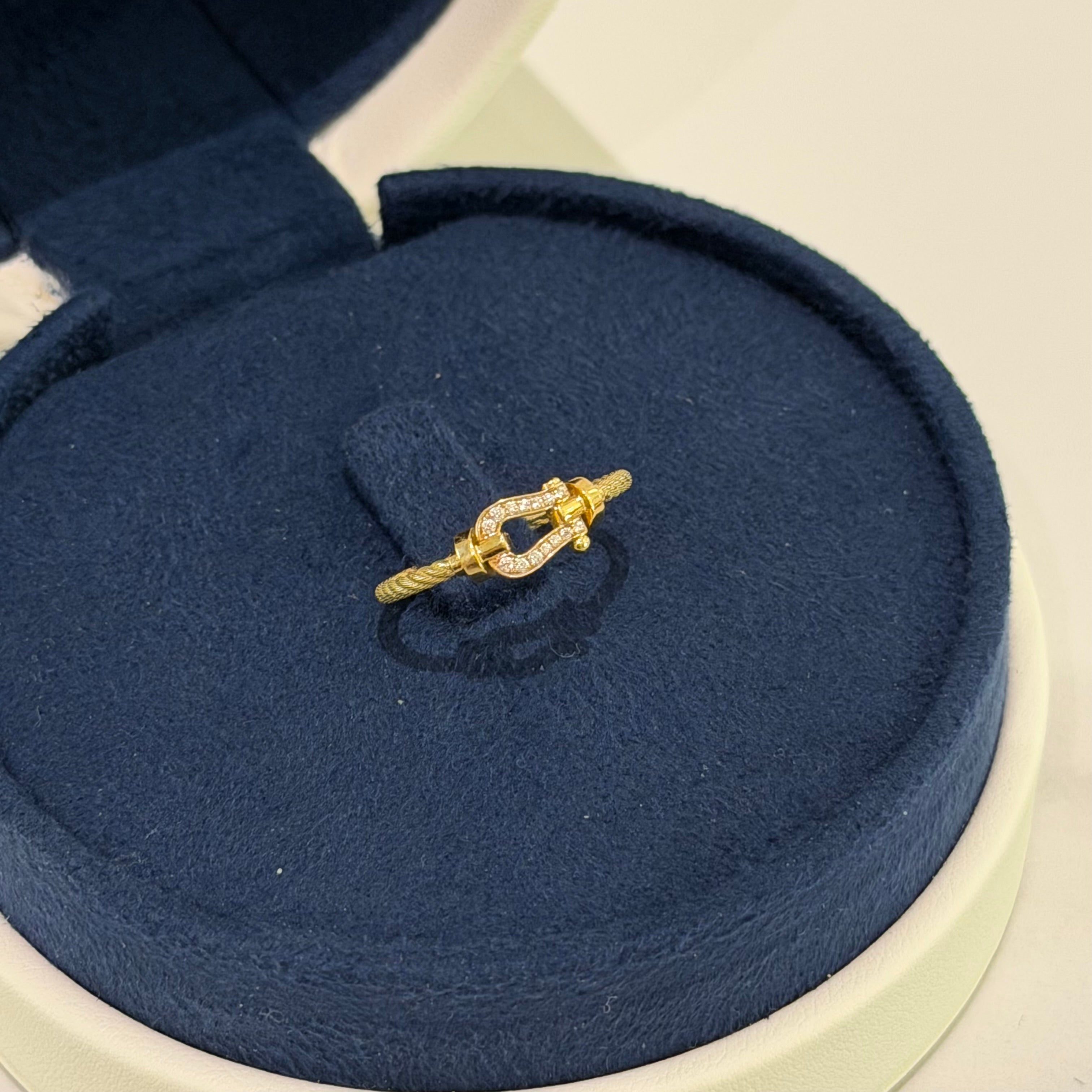 FRED FORCE 10 FULL DIAMOND 18K YELLOW GOLD CABLE RING