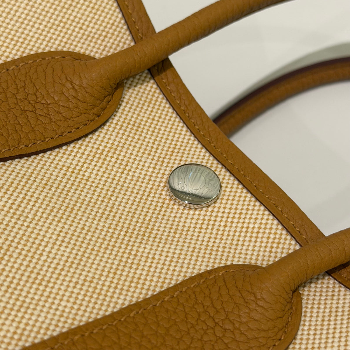 Hermes Mini Garden Party Sesame Canvas and Leather