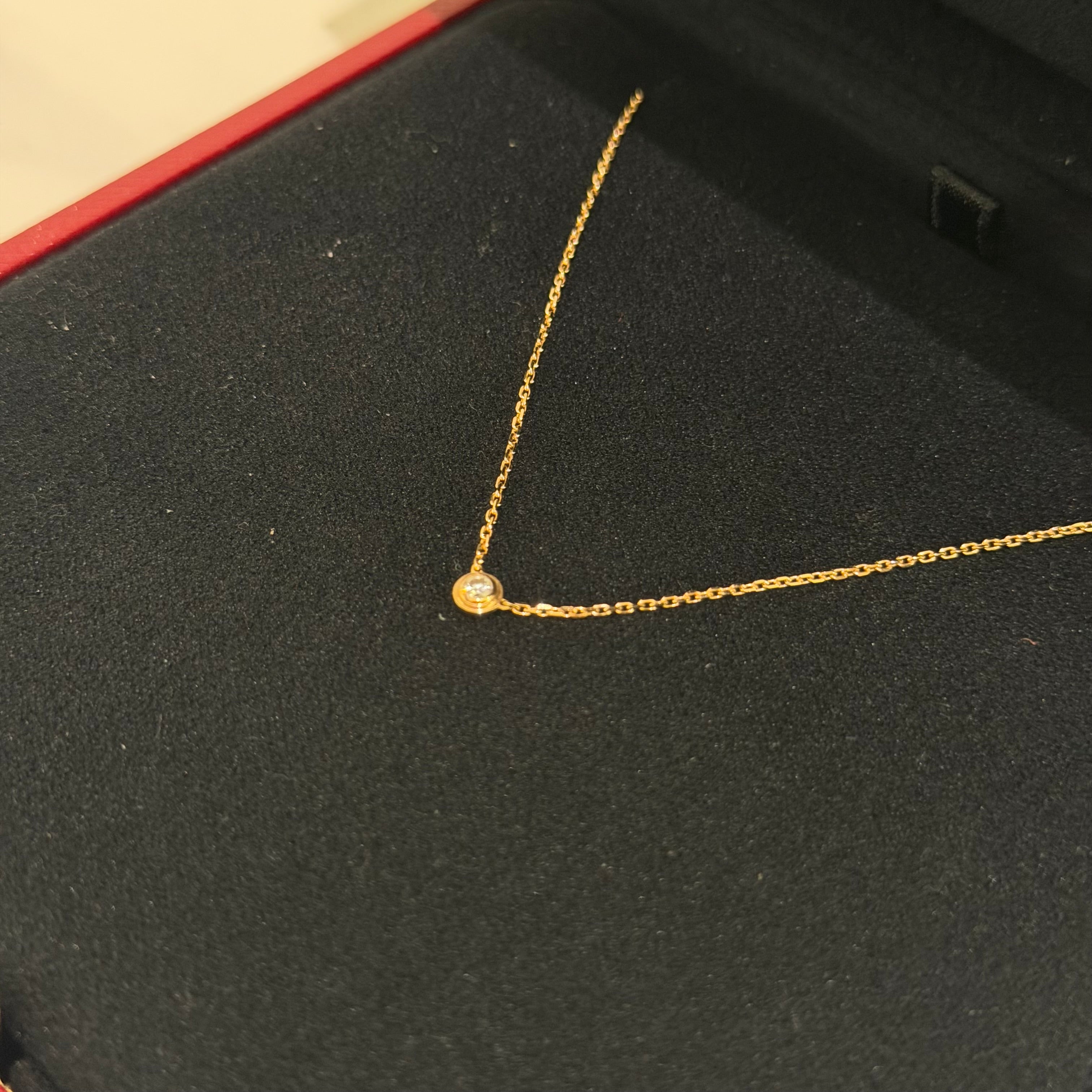 Cartier D’Amour Flying Saucer Single Diamond Necklace 18K Rose Gold 0.04ct | CARTIER