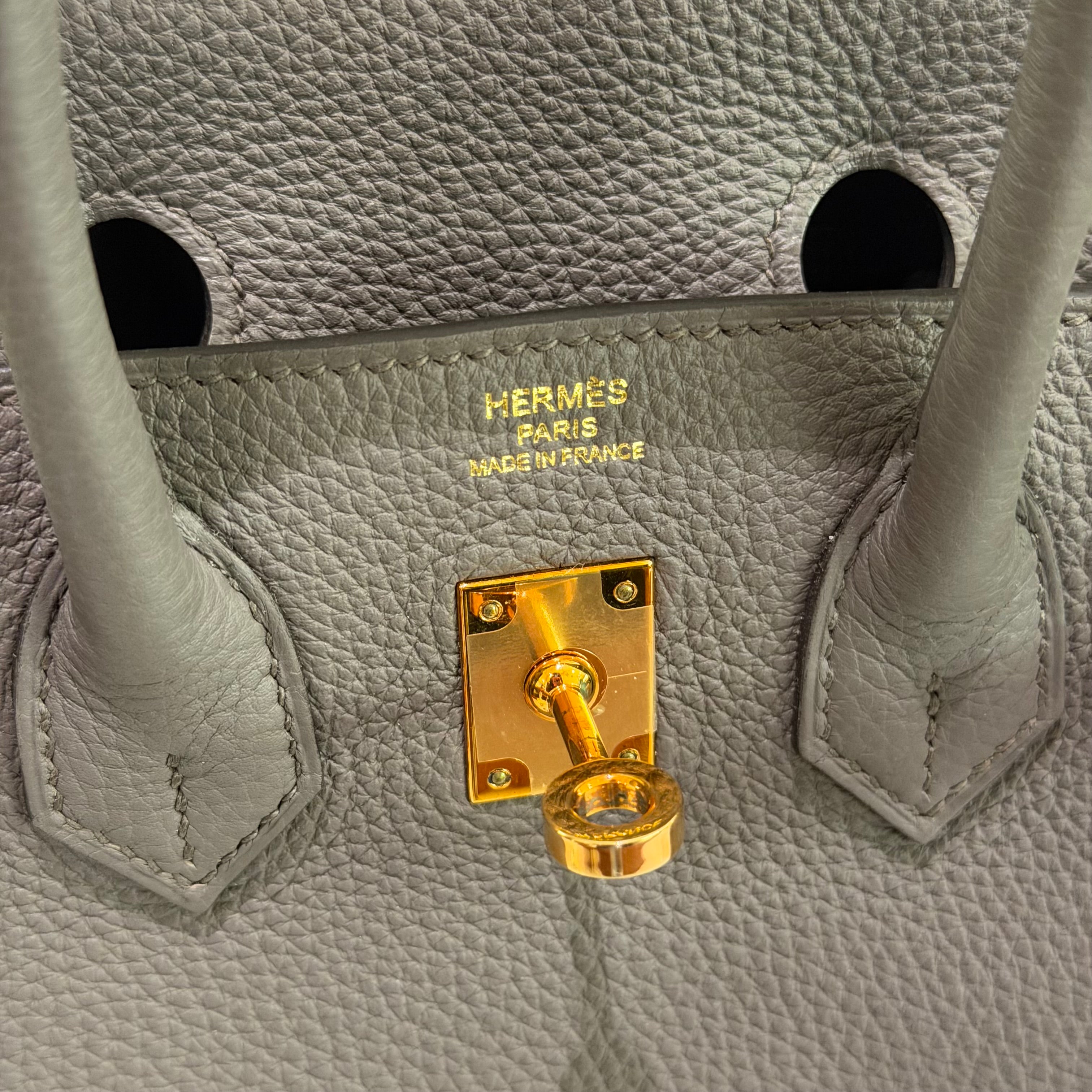 Hermes Birkin 25 Gris Etain with Gold Hardware (Stamp Y)