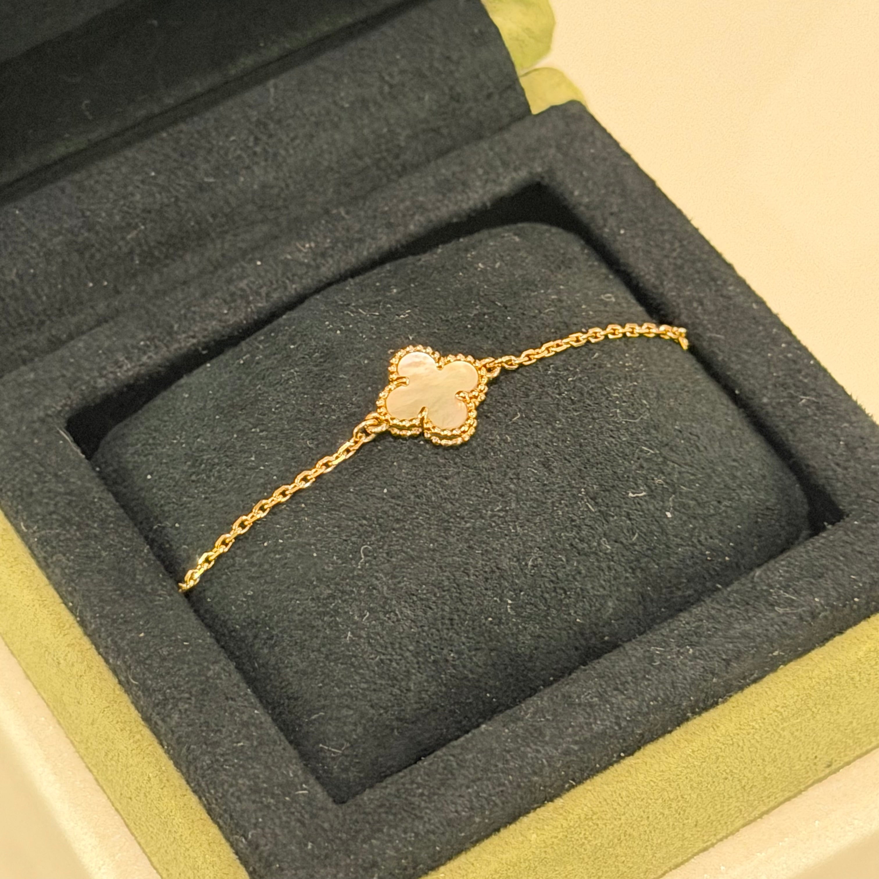 Van Cleef & Arpels Alhambra Small White Mother-of-Pearl 18K Gold Bracelet
