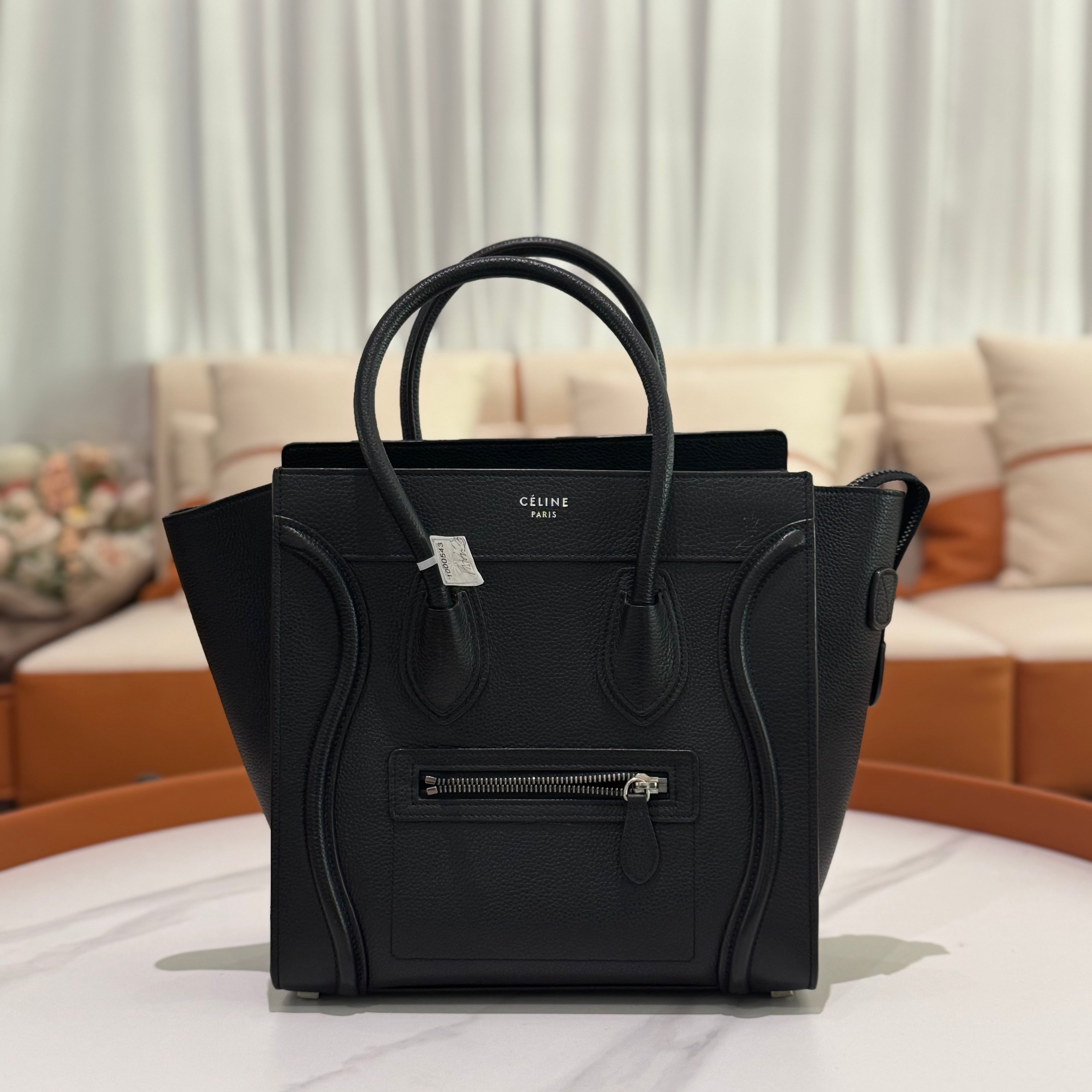 CELINE LUGGAGE MICRO TOTE BLACK WITH SILVER HARDWARE
