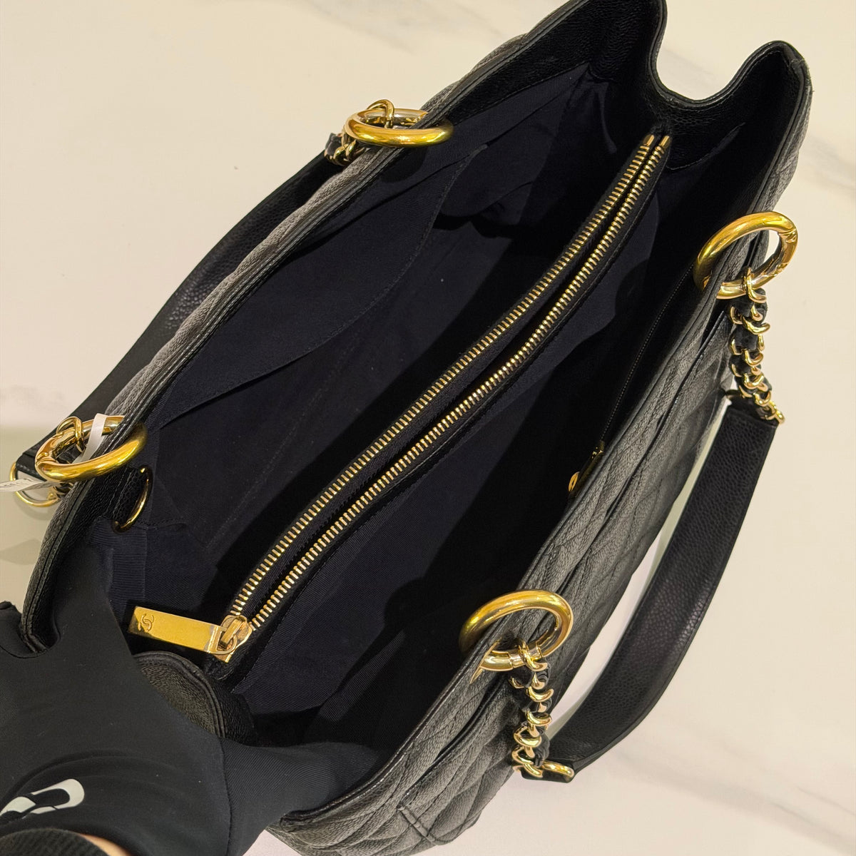 Chanel GST Grand Shopping Tote Black Caviar Leather with Gold Hardware