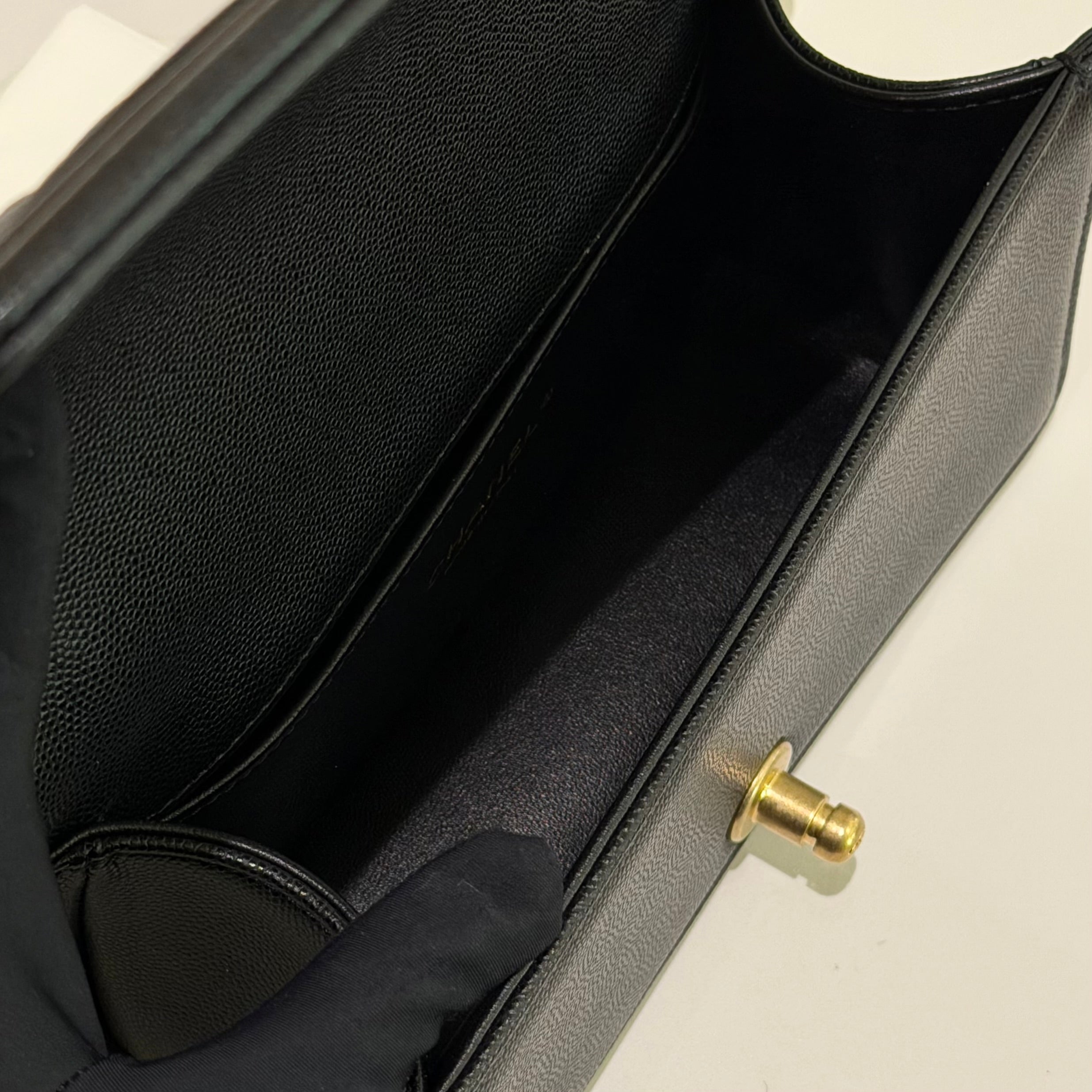 Chanel Le Boy Small Black Caviar Leather with Gold Hardware