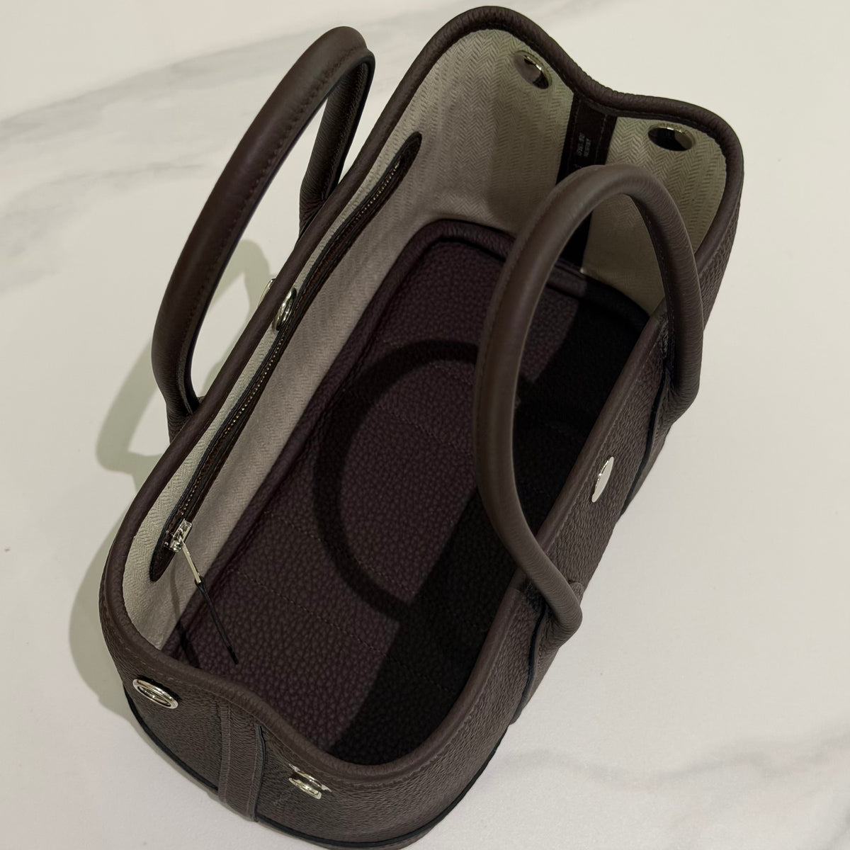 Hermes Mini Garden Party Chocolate Togo Leather | HERMES