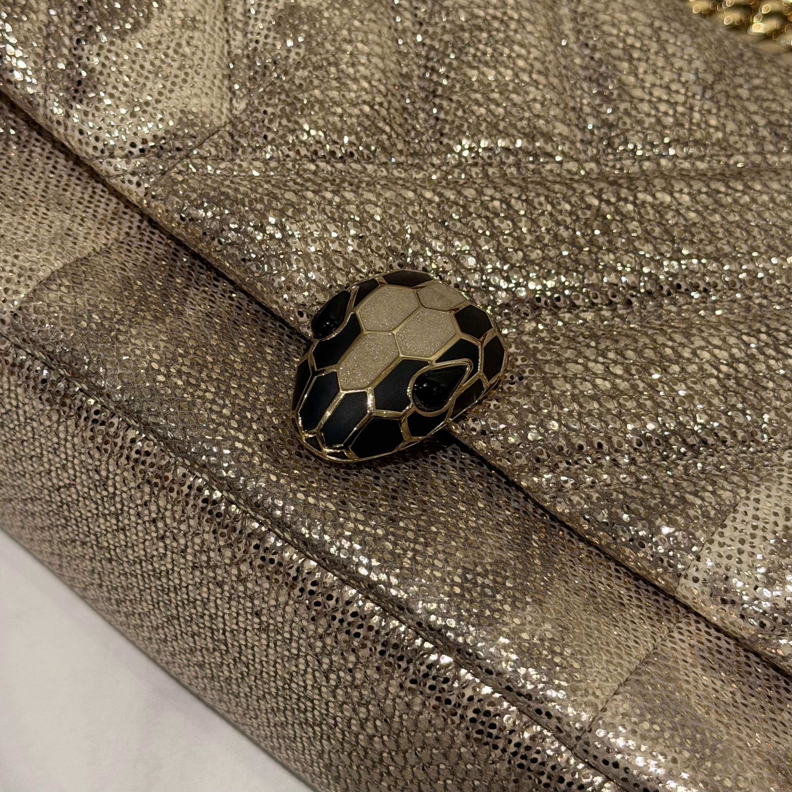 Bvlgari Serpenti Cabochon Black Pearl Stingray & Watersnake Crossbody Bag