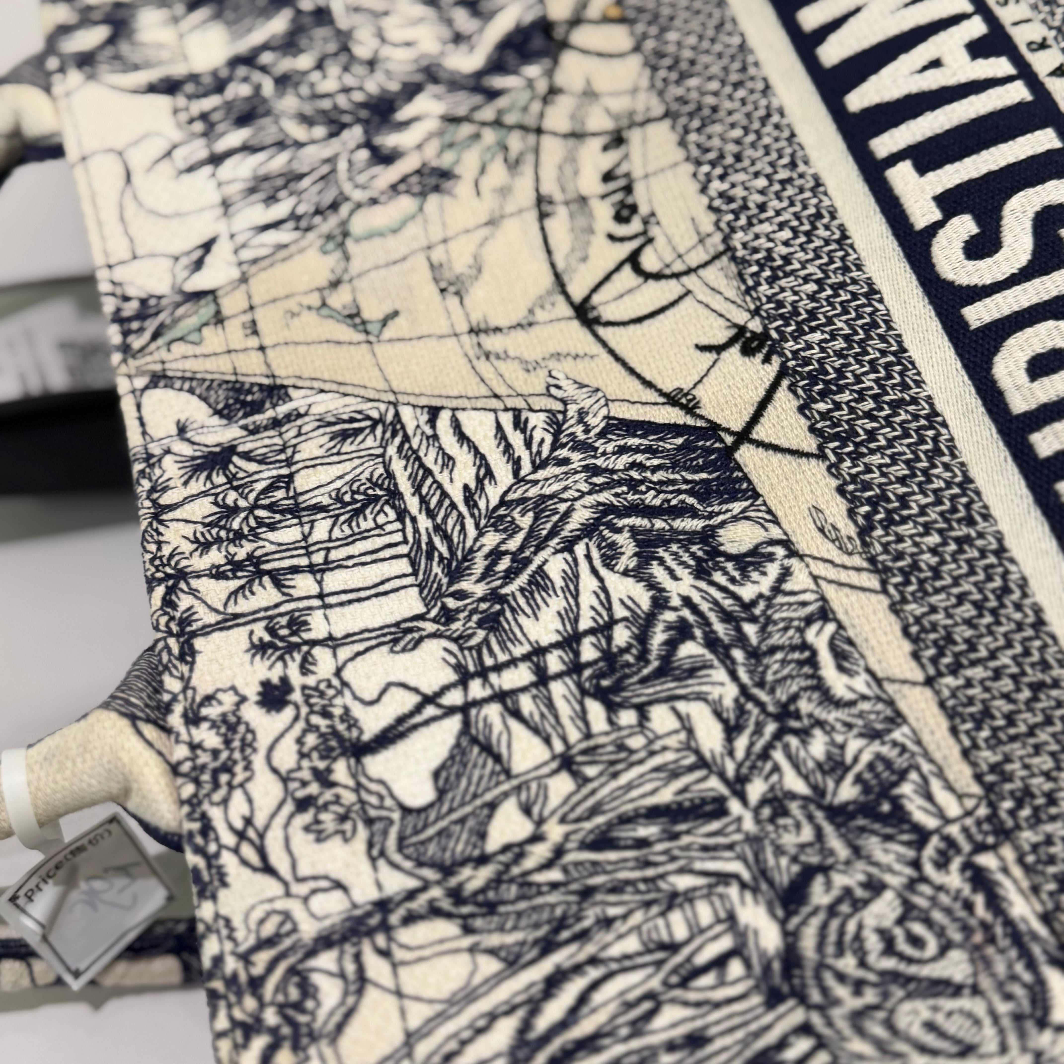 DIOR Blue & White Nautical Embroidery Star Tote Bag