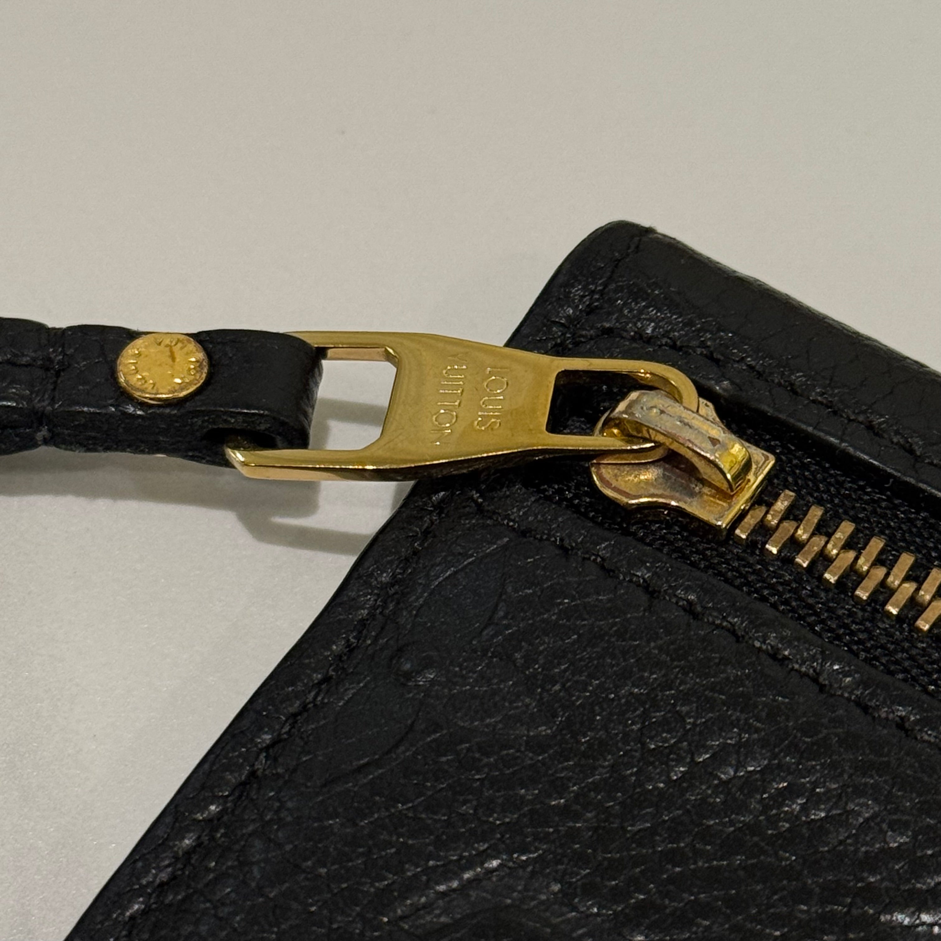 LOUIS VUITTON BLACK MONOGRAM LOGO LEATHER COIN & CARD HOLDER