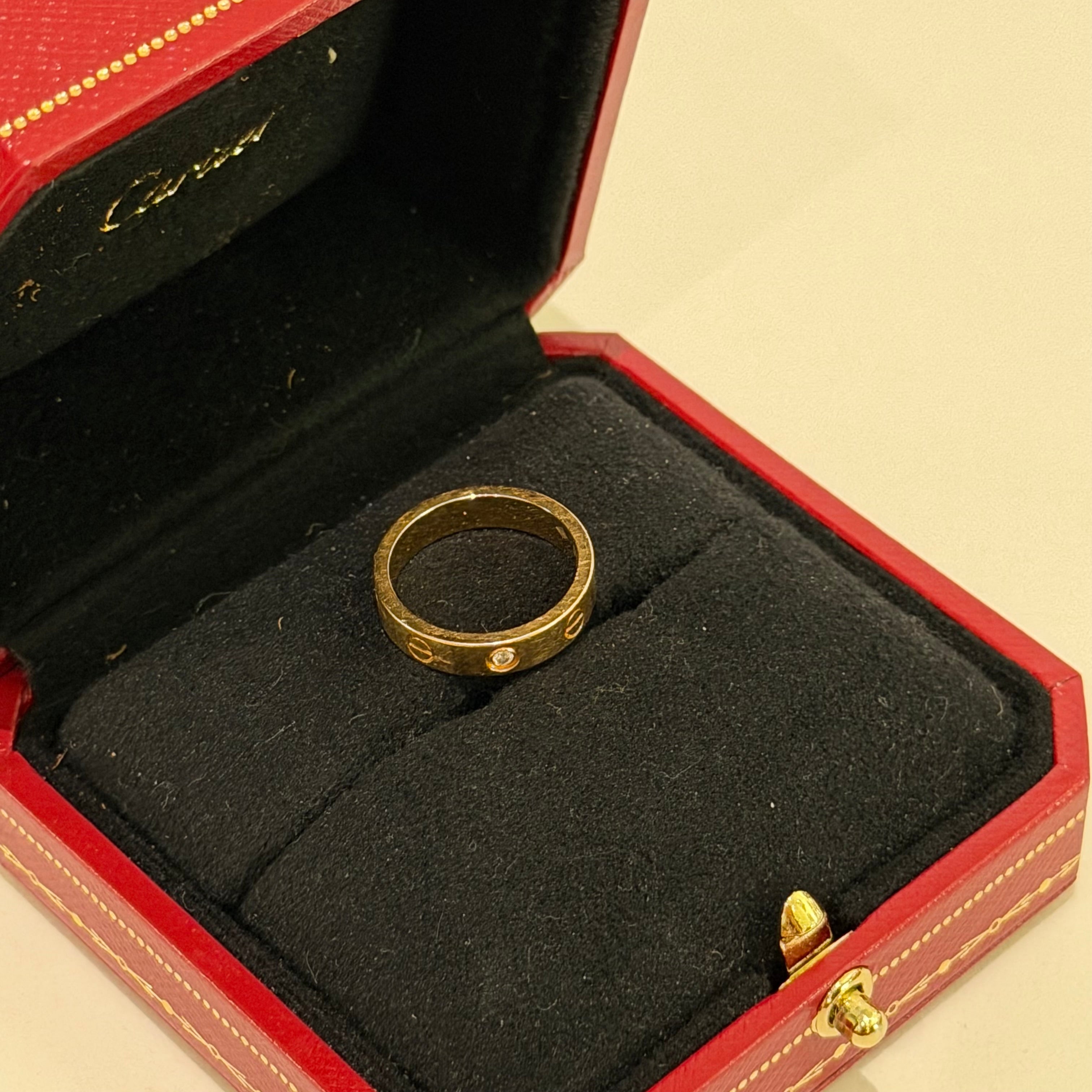 Cartier LOVE Single Diamond Narrow Ring 18K Rose Gold