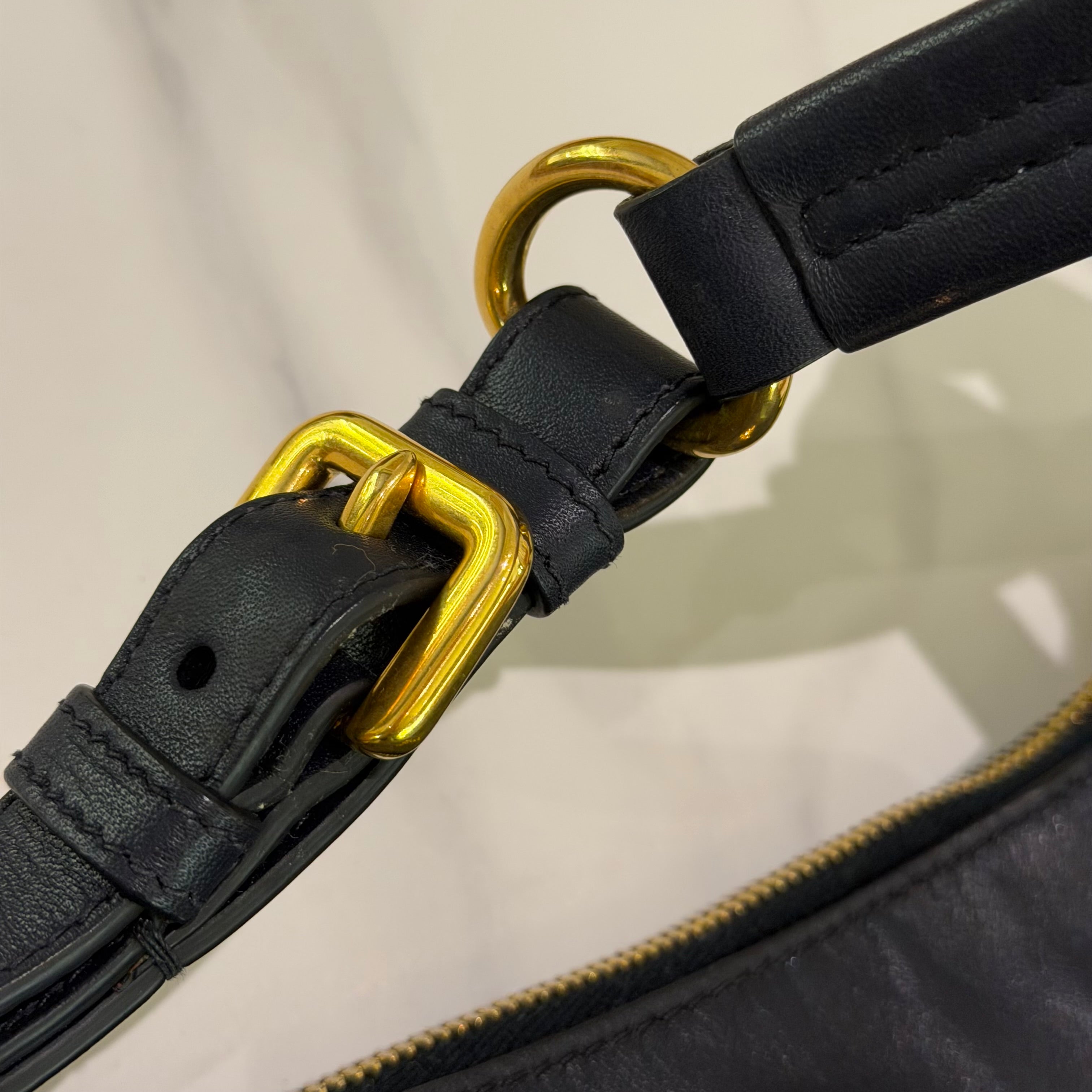 Prada Navy Blue Leather Top Handle Bag