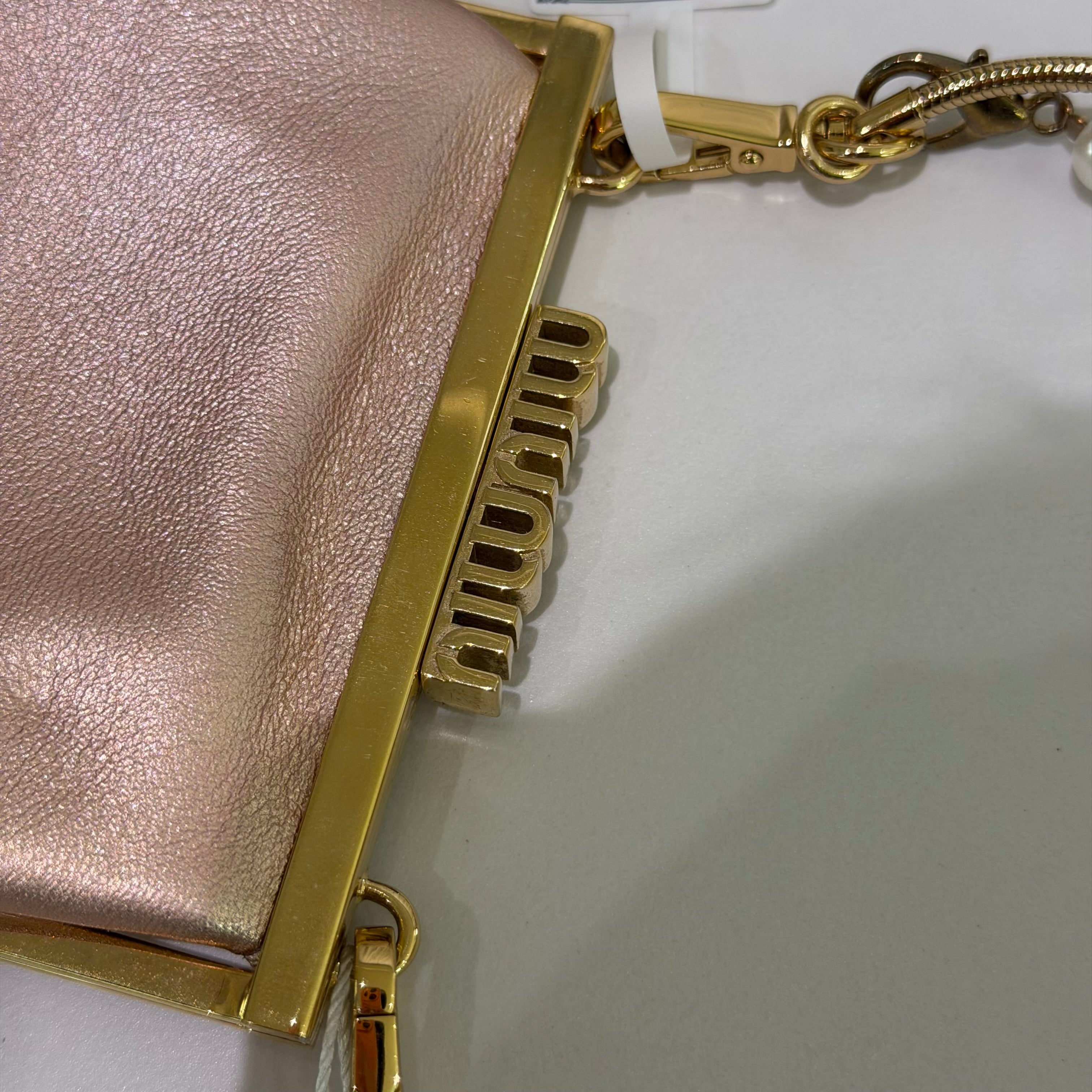 Miu Miu MiuLady Mini Pearl Pink Evening Crossbody Bag