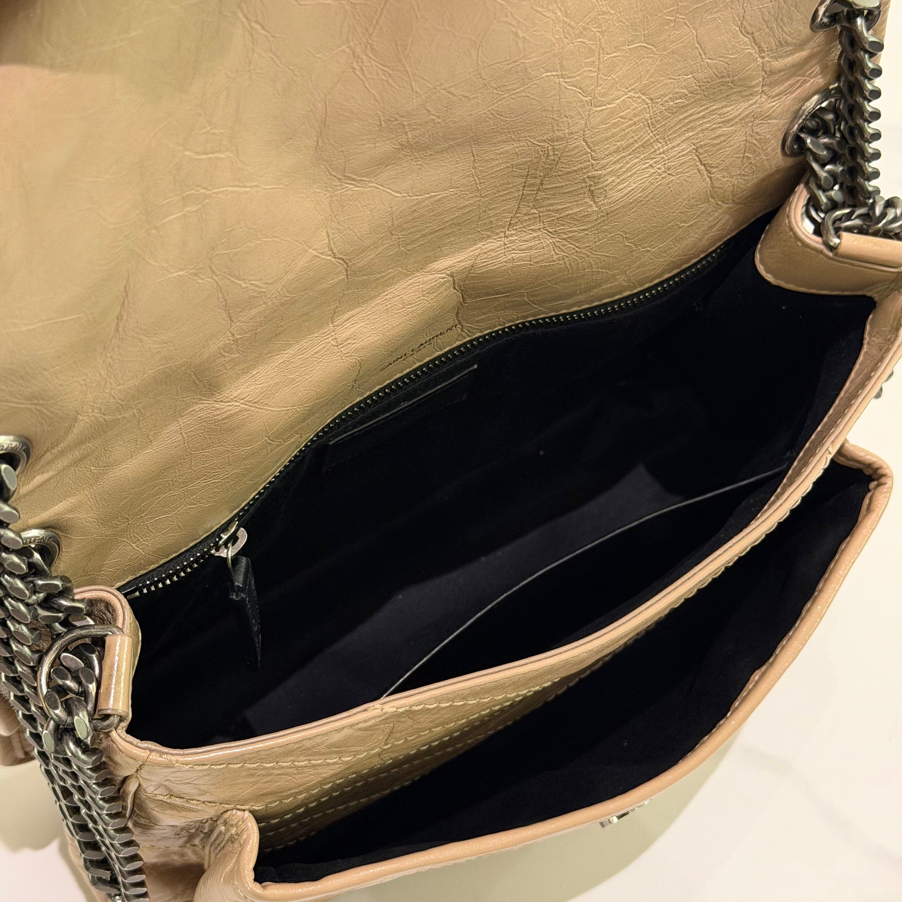 Saint Laurent Niki Medium Chain Shoulder Bag Beige