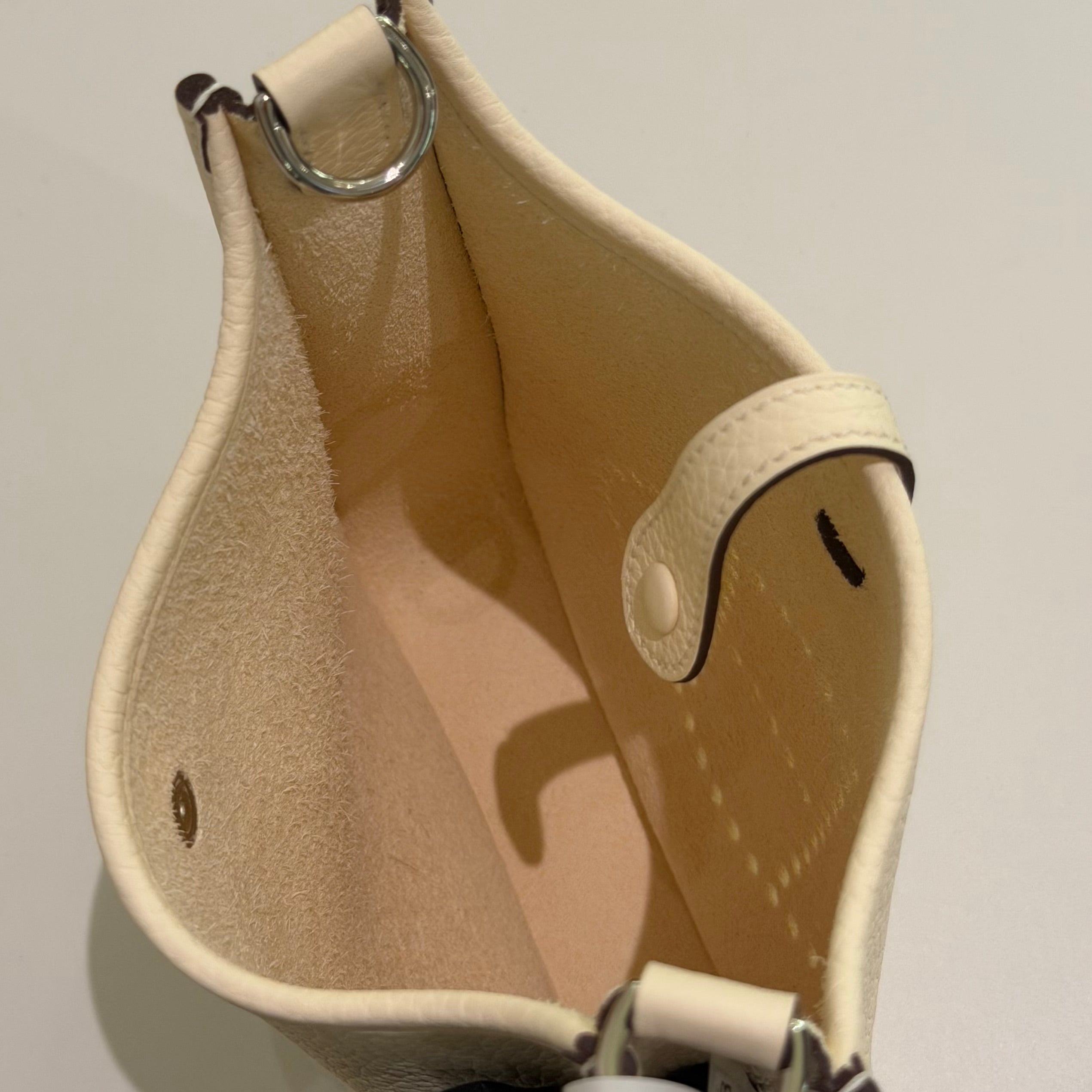 Hermes Mini Evelyne Craie with Silver Hardware (Stamp K)