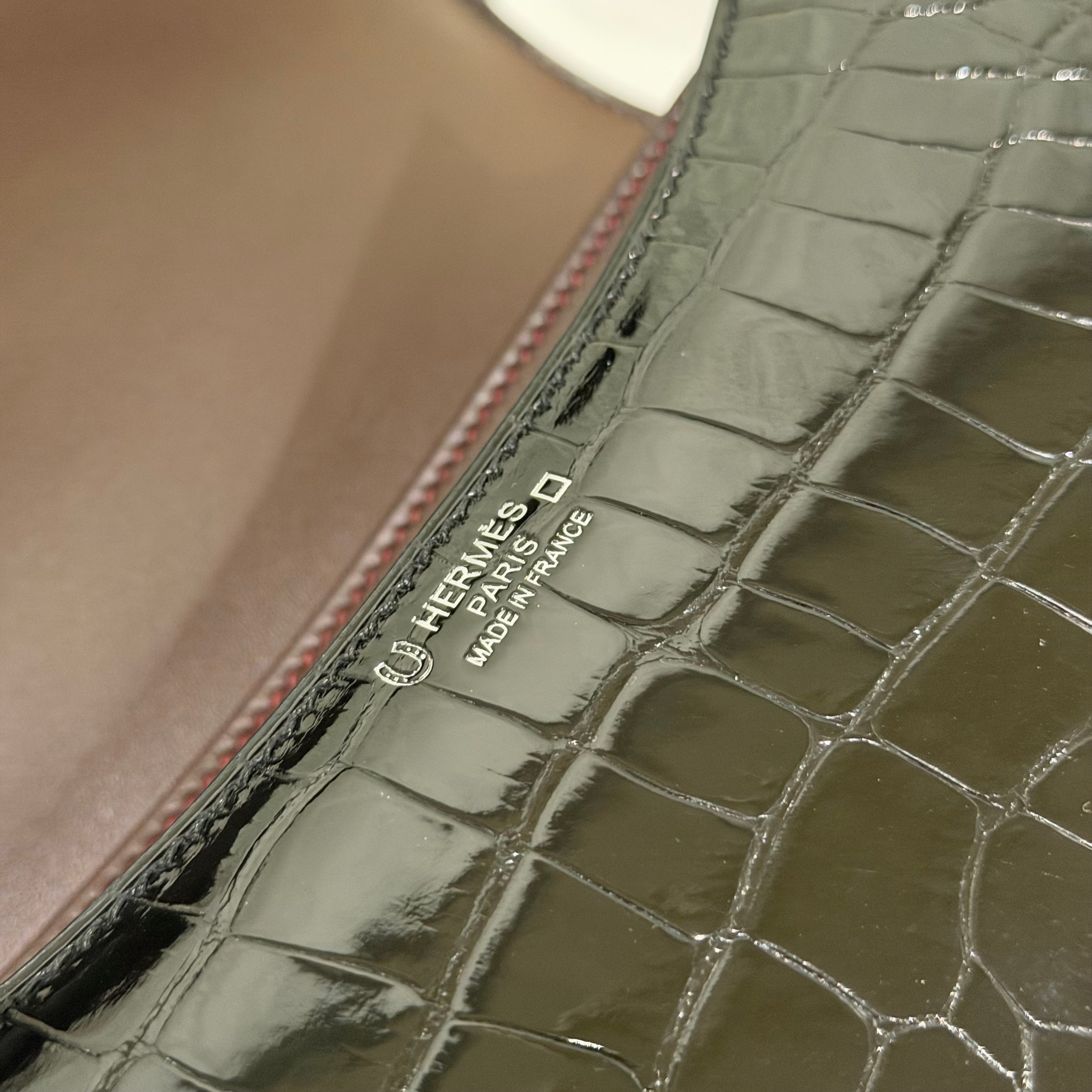 Hermes Constance 24 Shiny Crocodile Black with Silver Hardware (Stamp A)