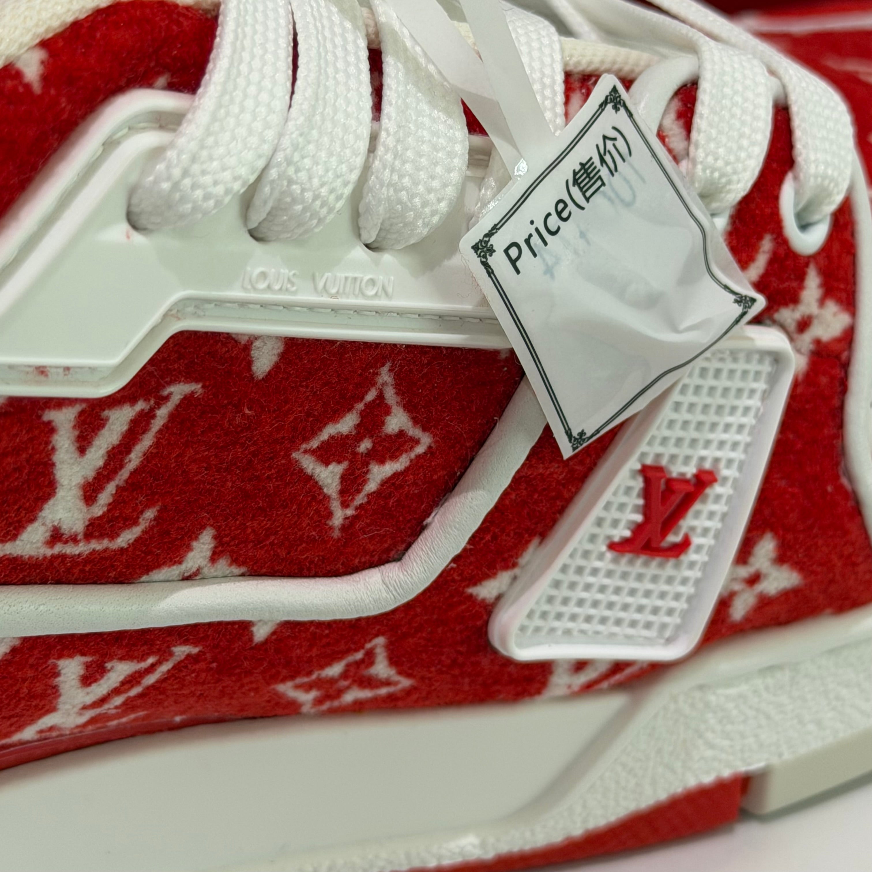 LOUIS VUITTON TRAINER RED WHITE MONOGRAM SNEAKERS