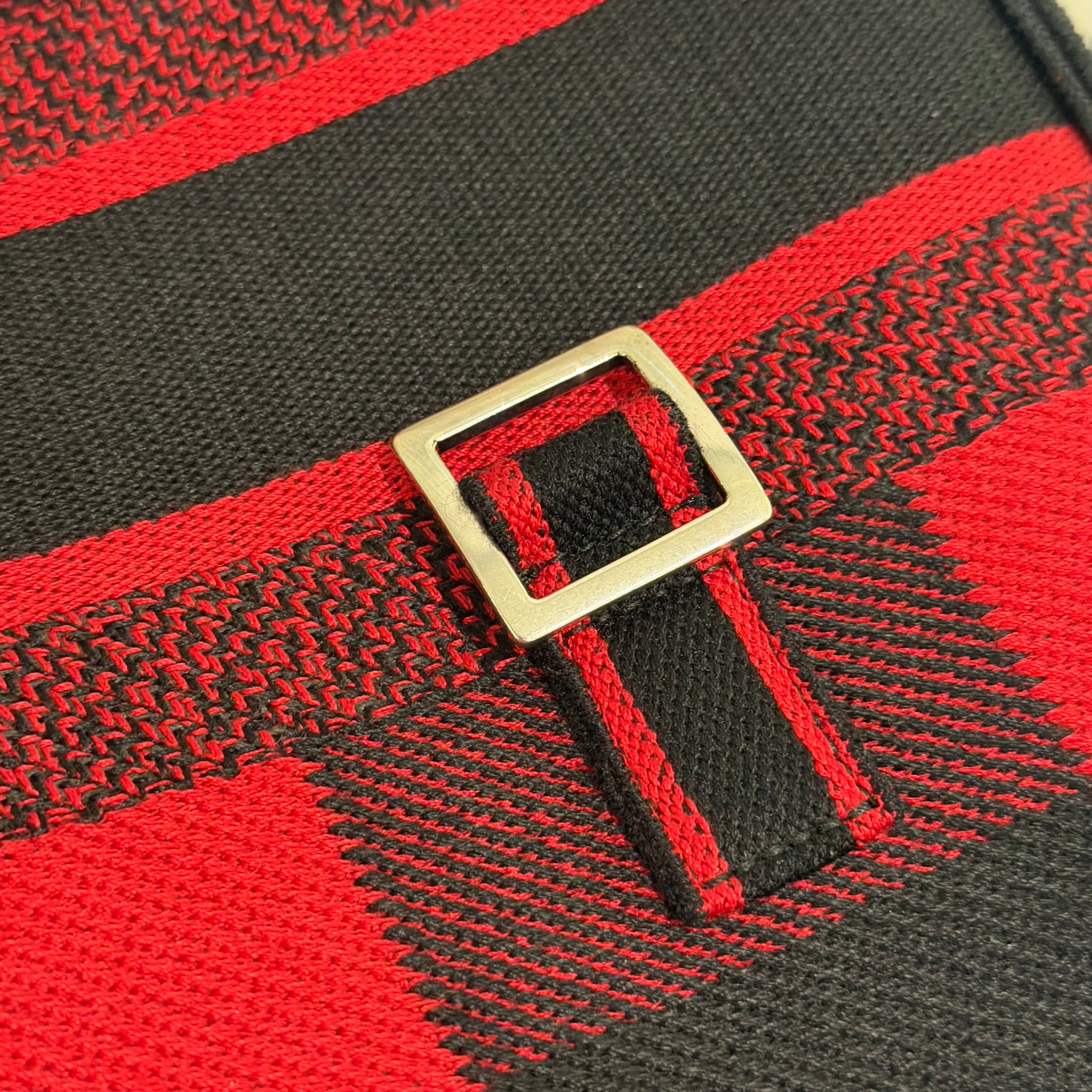 Dior Red & Black Striped Canvas Messenger Bag (Medium)