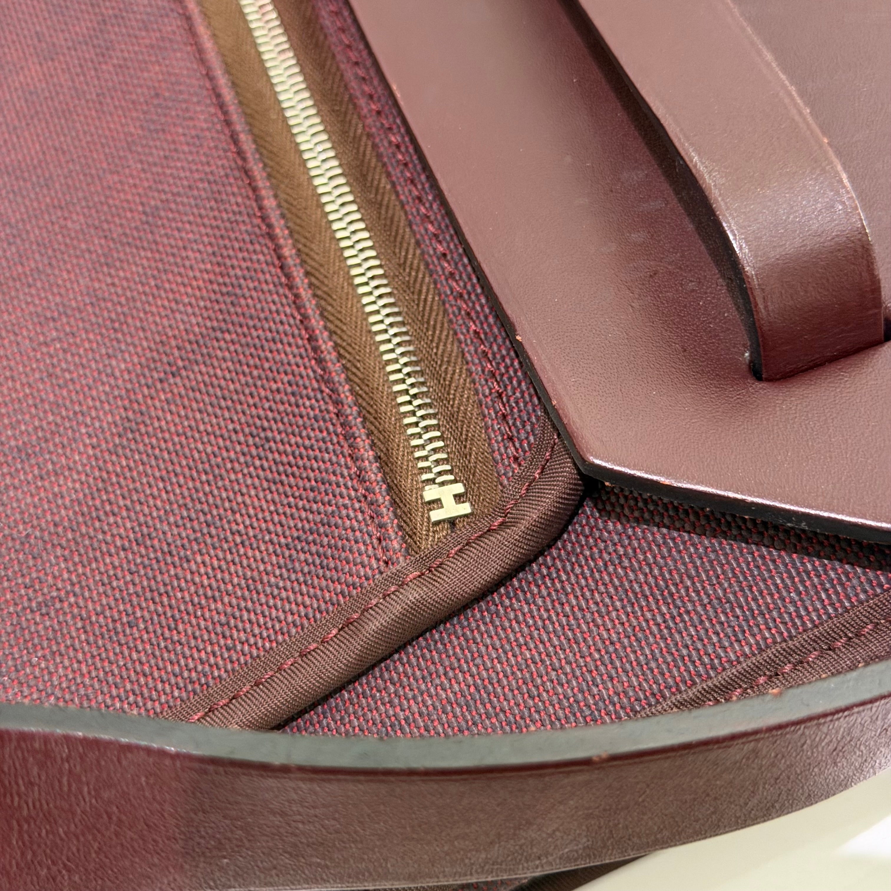 Hermes Herbag 39 Burgundy with Silver Hardware