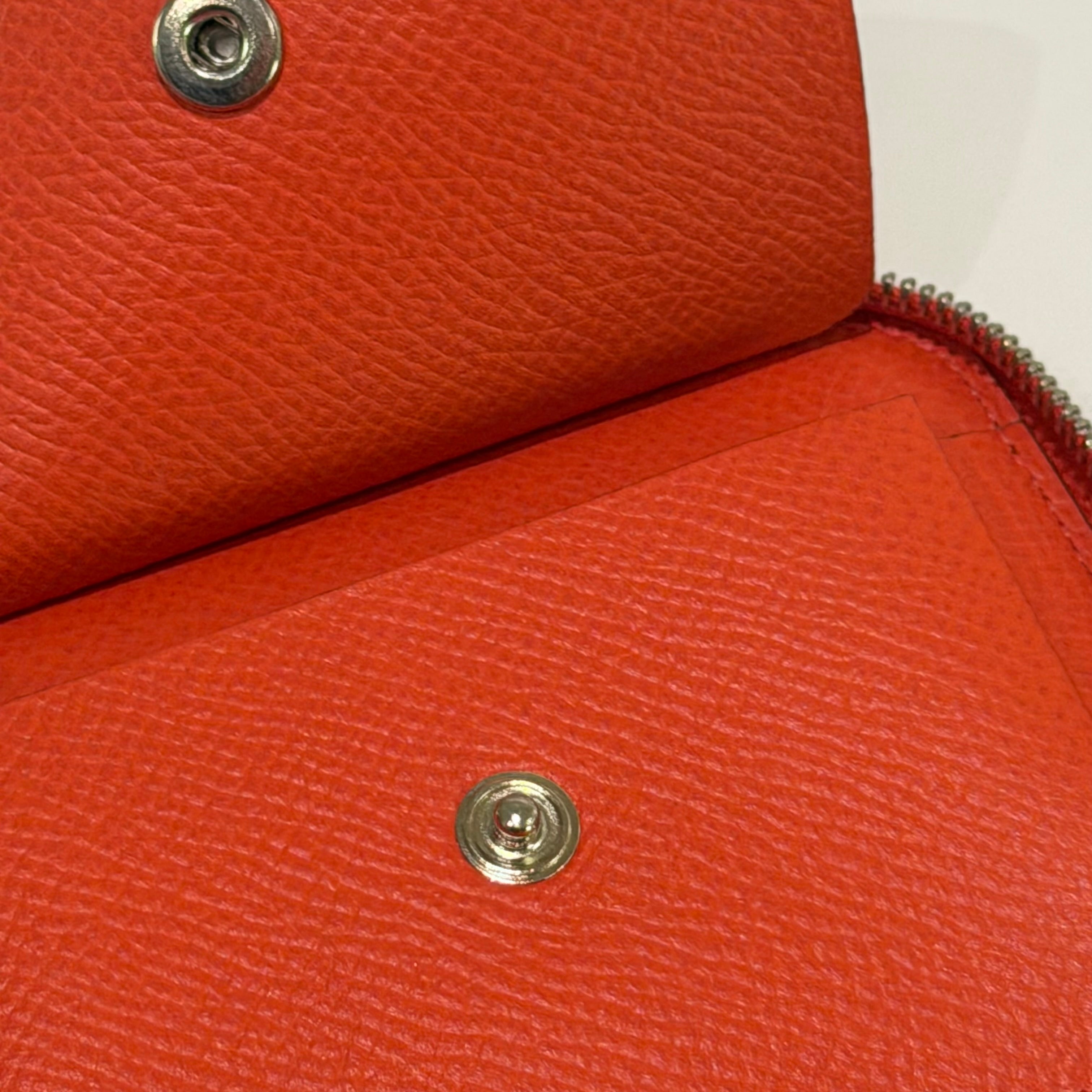 Hermes Orange Printed Silk Coin Purse (Stamp T)