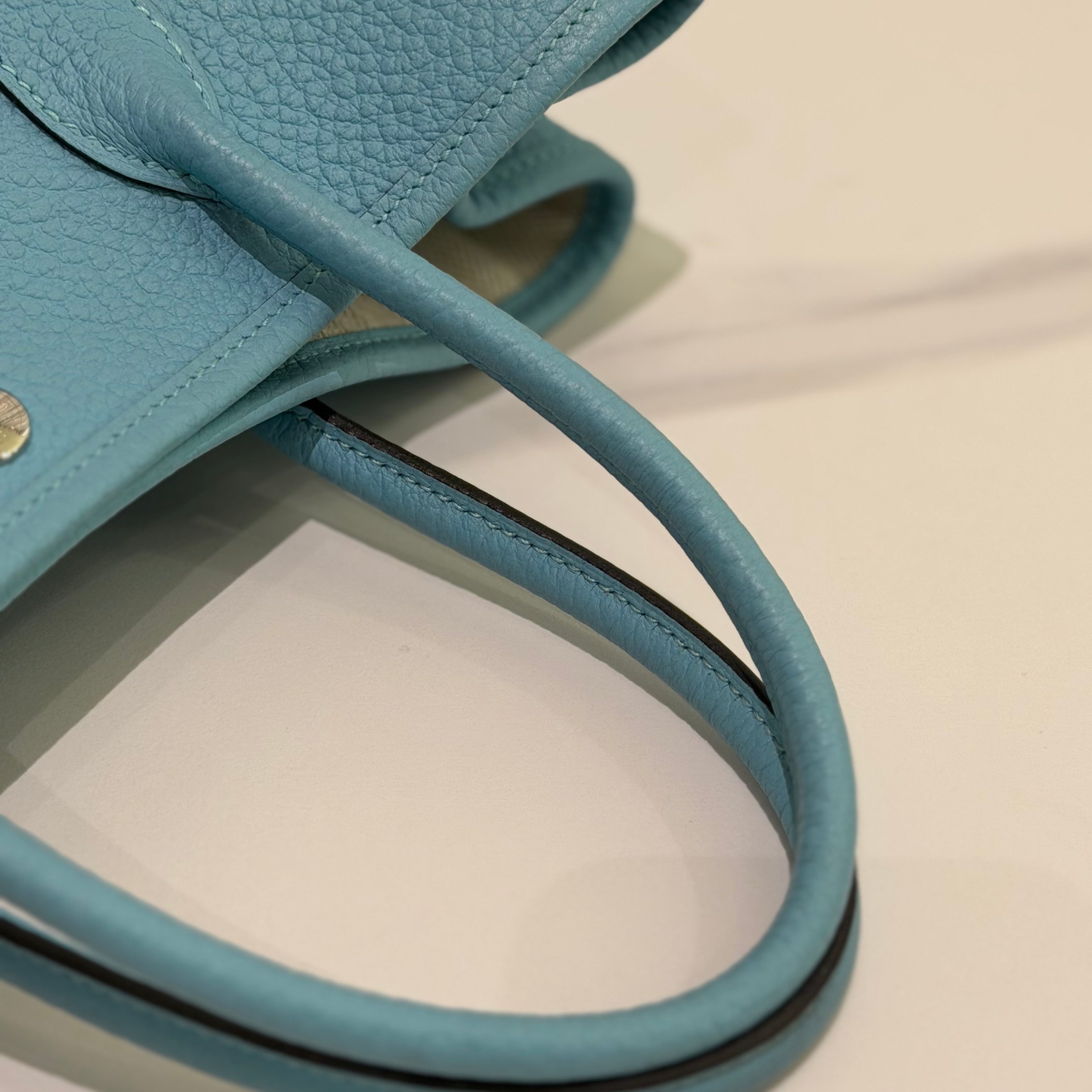 Hermes Garden Party 30 Macaron Blue Silver Hardware T Stamp