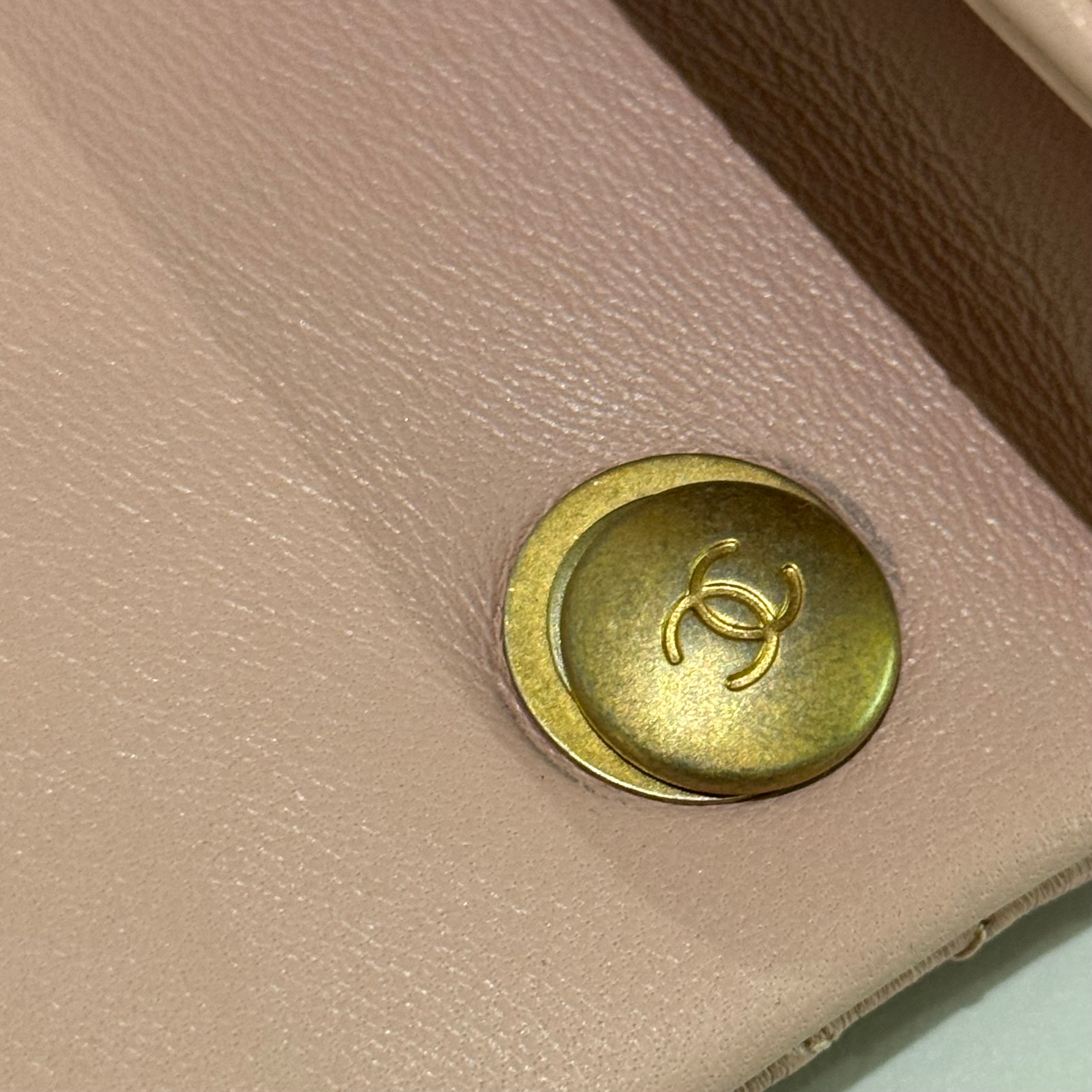 CHANEL CF MINI LAMBSKIN CAMELLIA GOLD BALL RECTANGULAR FLAP (MICROCHIP)
