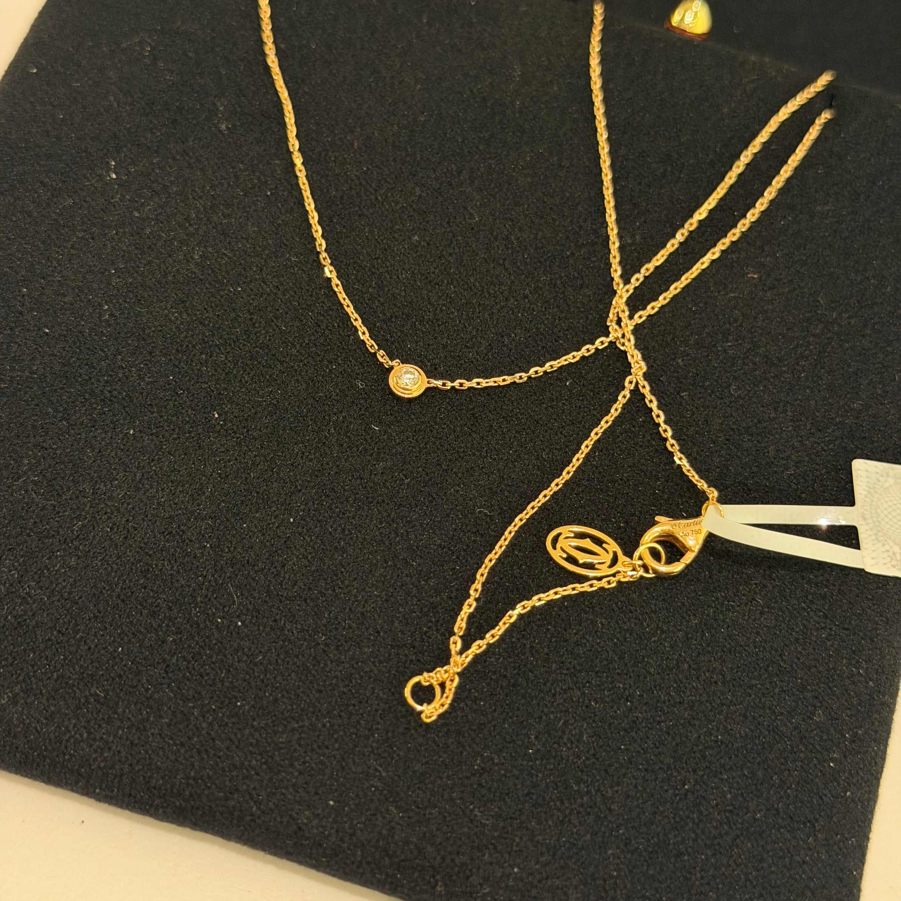 Cartier D’Amour Flying Saucer Single Diamond Necklace 18K Rose Gold 0.04ct | CARTIER