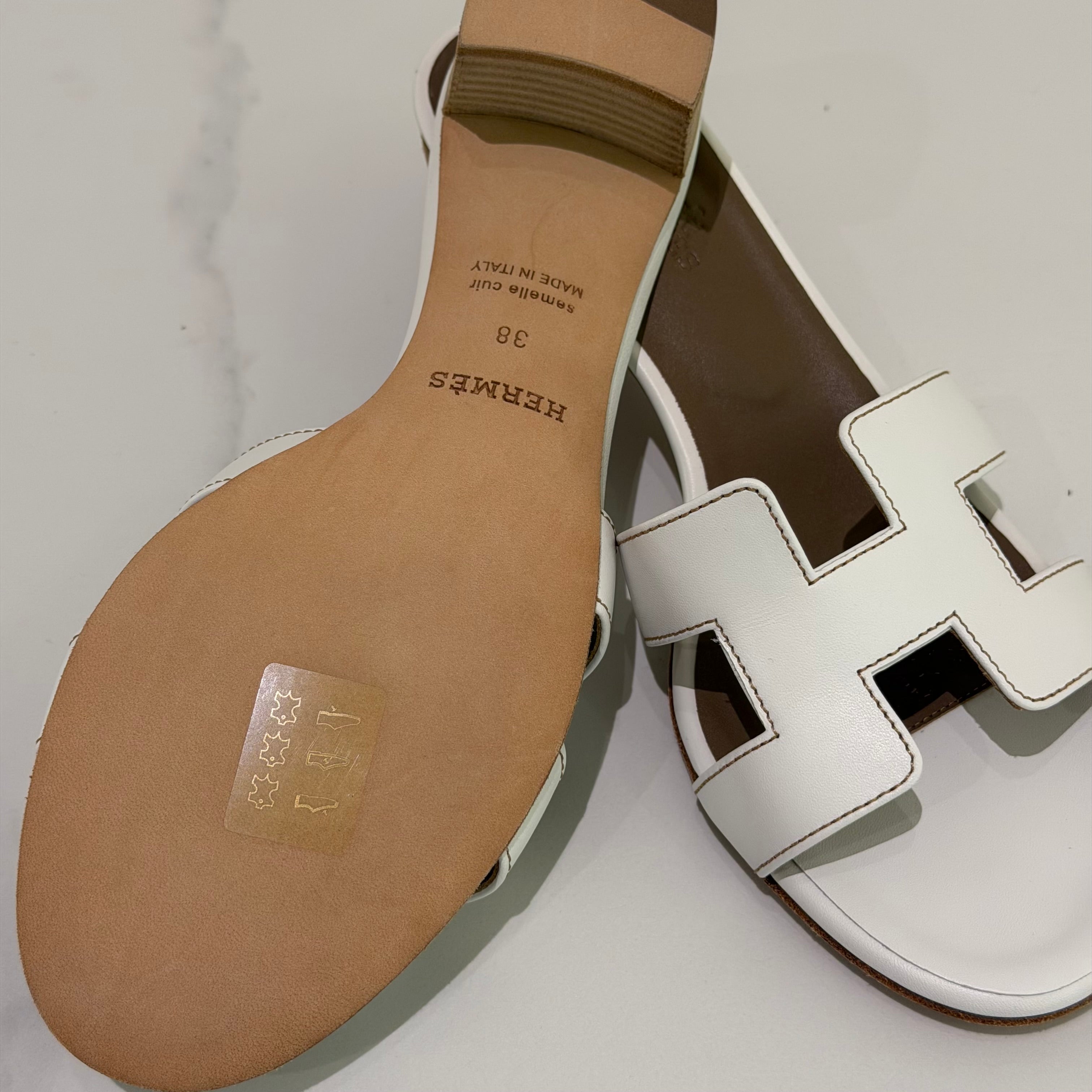 Hermes Oasis White Heeled Sandals