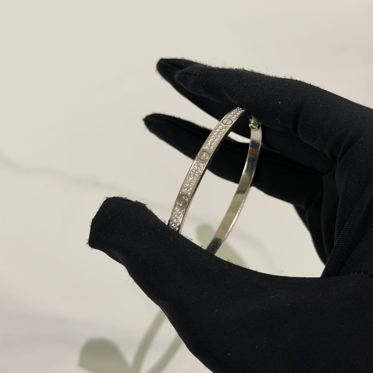 Cartier LOVE Bracelet Small Model Fully Paved Diamonds 18K White Gold
