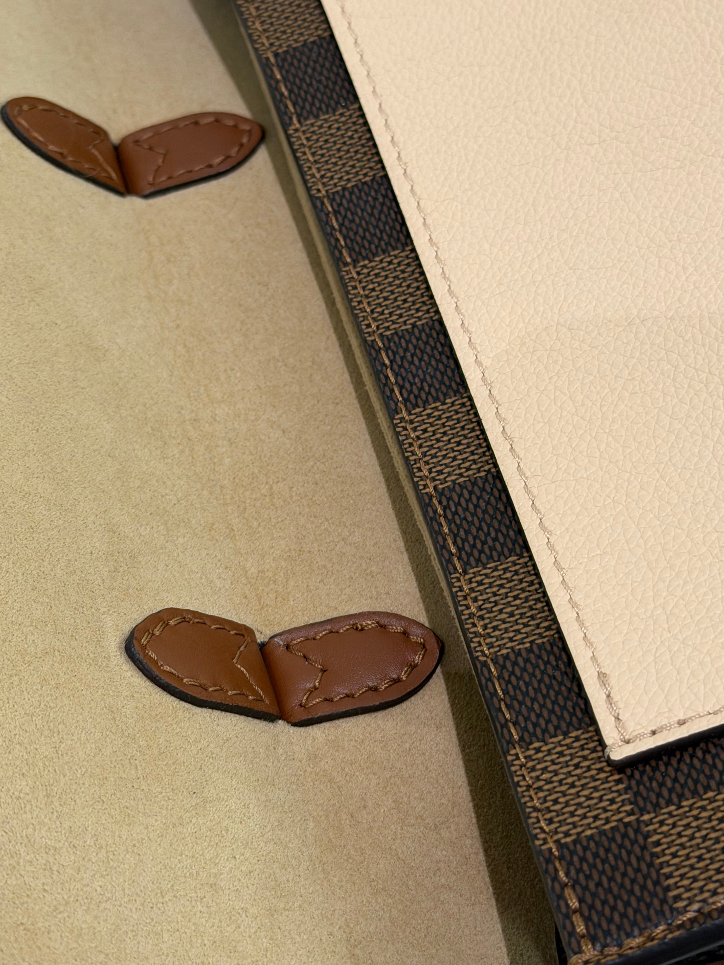 LOUIS VUITTON BEAUMARCHAIS CLASSIC DAMIER EBENE LEATHER TOP HANDLE SHOULDER BAG