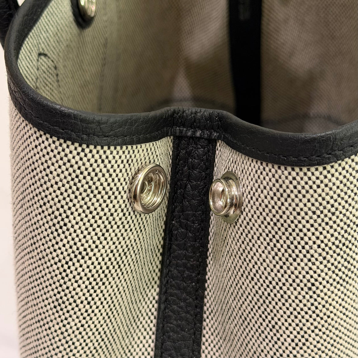 Hermes Mini Garden Party Black Canvas and Leather