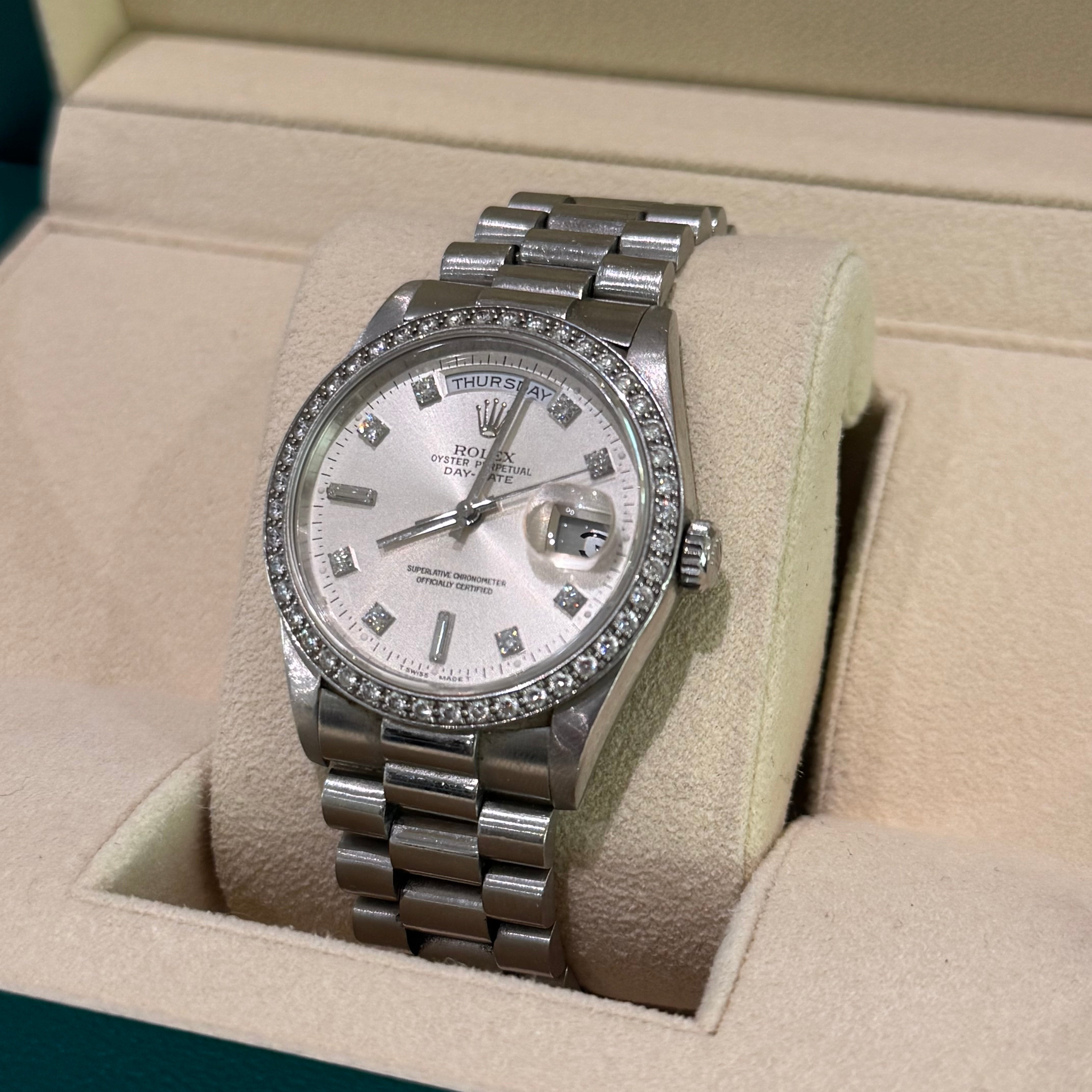 ROLEX DAYDATE 18346A CHAMPAGNE DIAL DIAMOND BEZEL