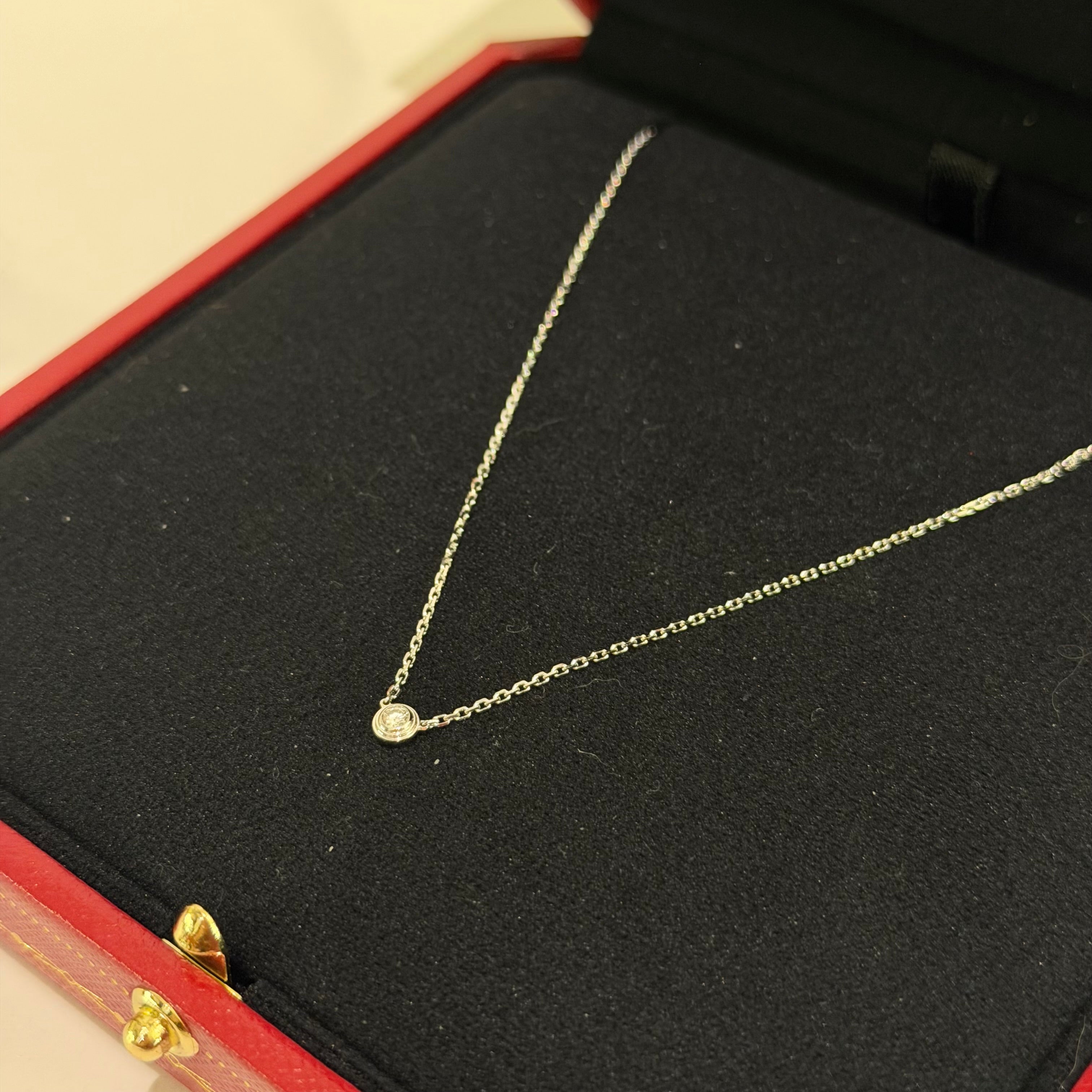 Cartier D’Amour Flying Saucer Single Diamond Necklace 18K White Gold 0.04ct | CARTIER