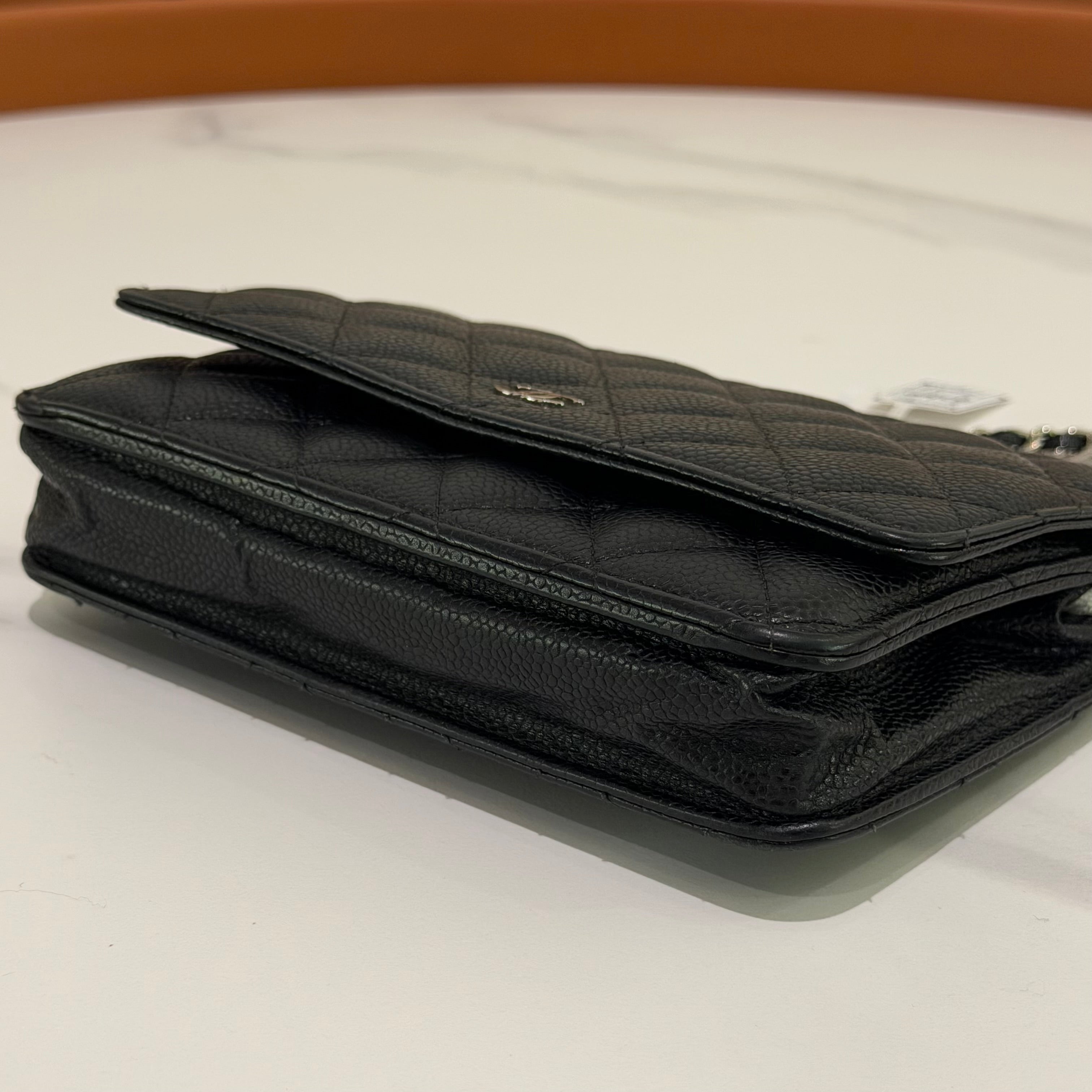 Chanel WOC Black Caviar Leather with Silver Hardware (Authenticity Card Version)