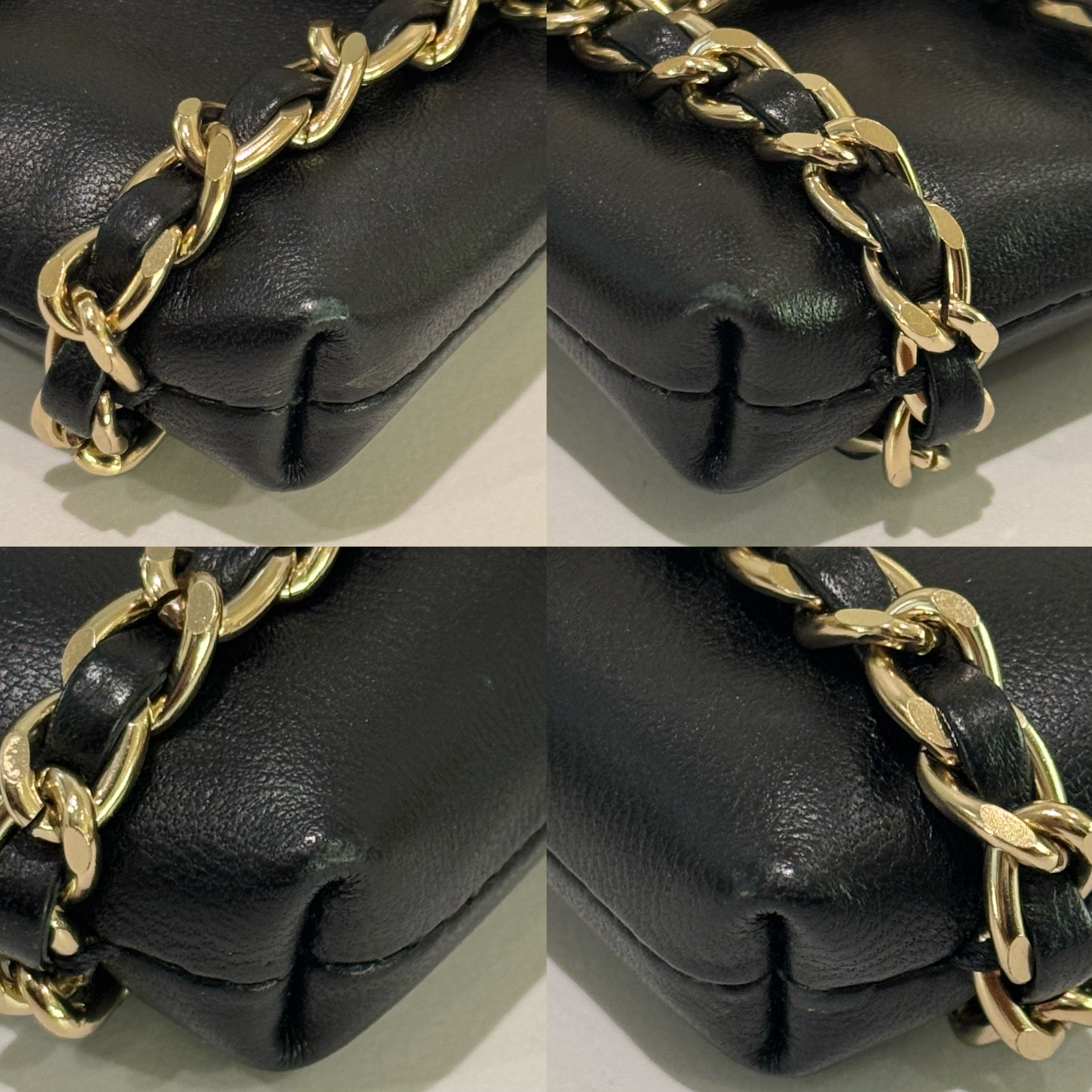 CHANEL BLACK CHAIN PHONE HOLDER (RECOLORED)