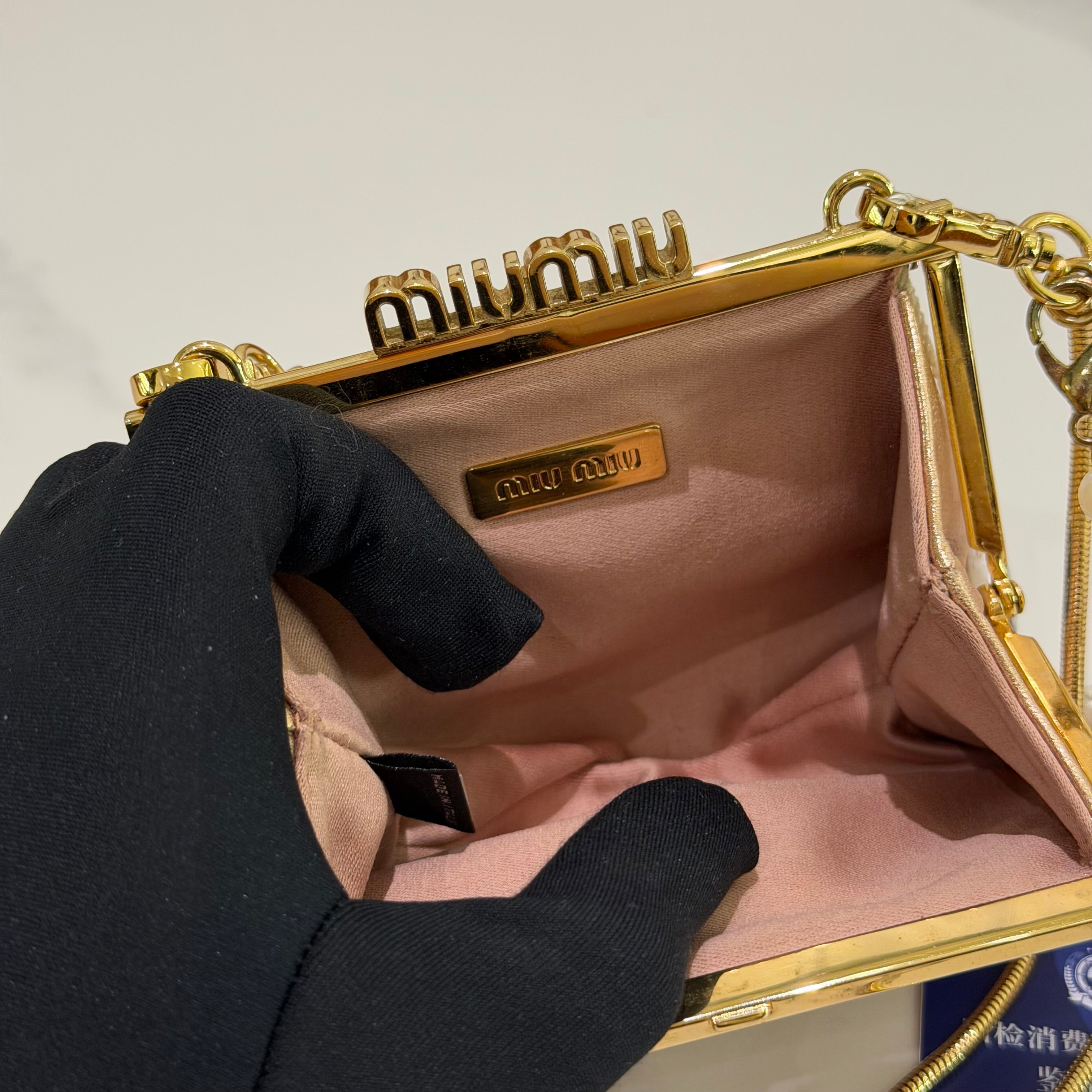 Miu Miu MiuLady Mini Pearl Pink Evening Crossbody Bag