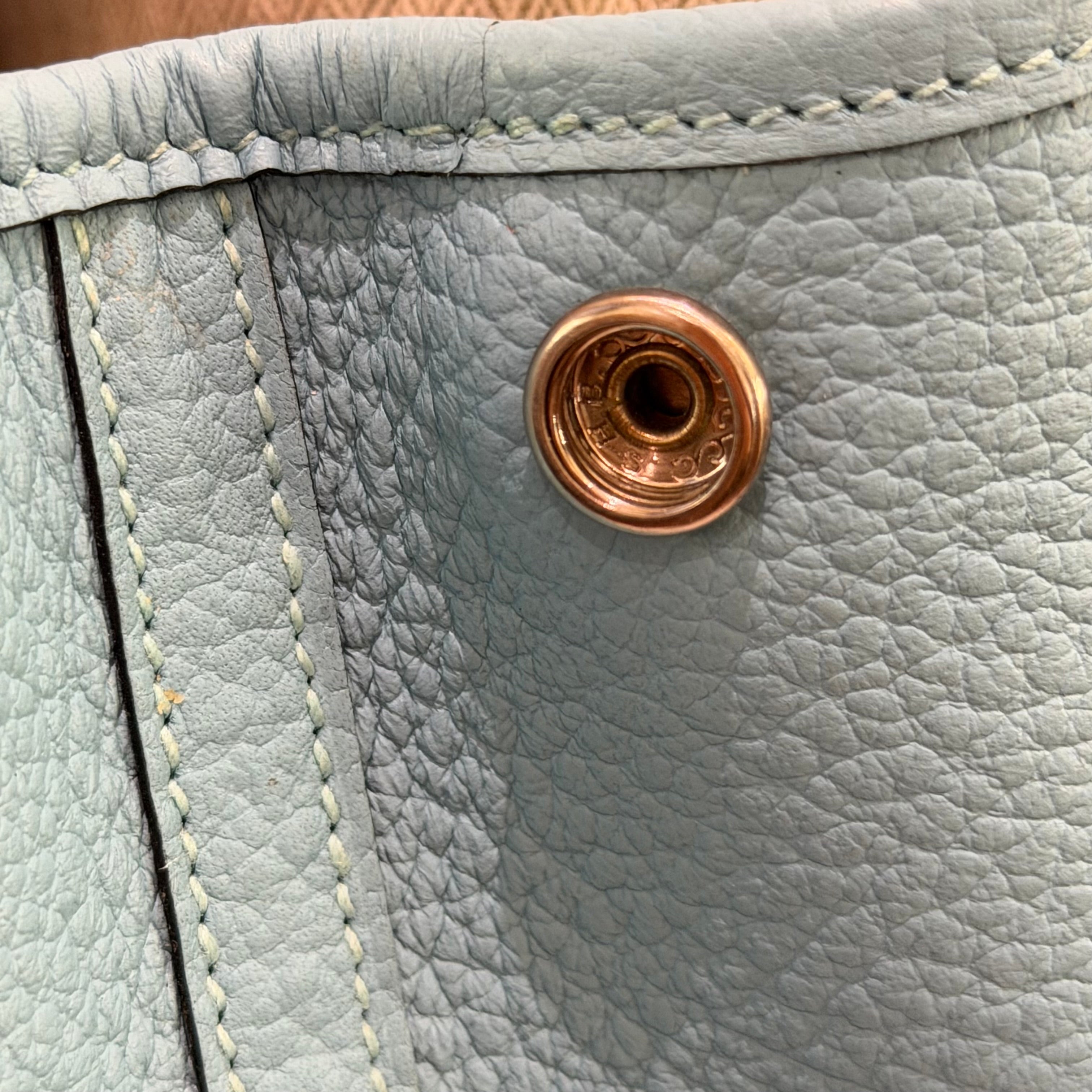 Hermes Garden Party 30 Macaron Blue Silver Hardware T Stamp