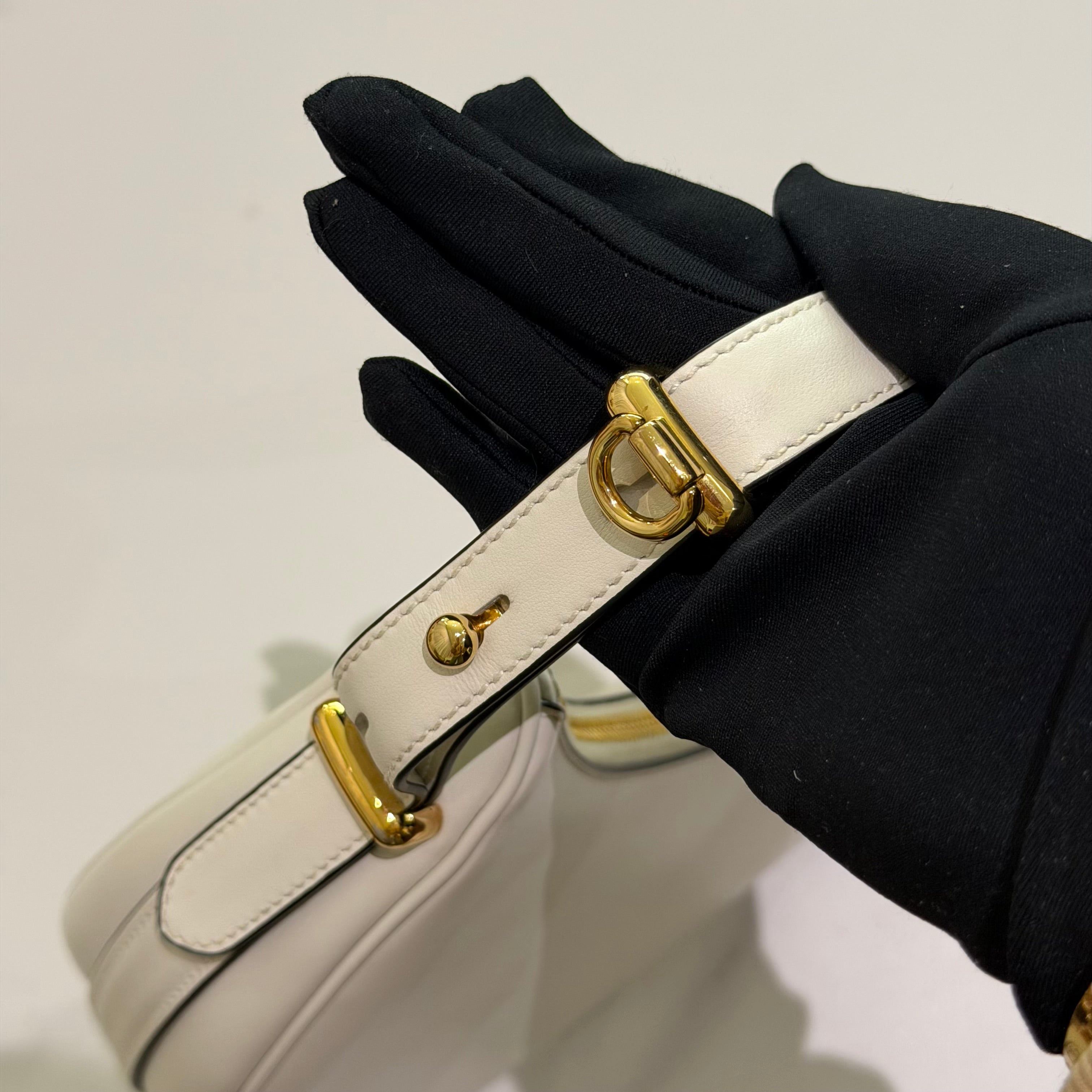 Prada Arqué White Crescent Shoulder Bag