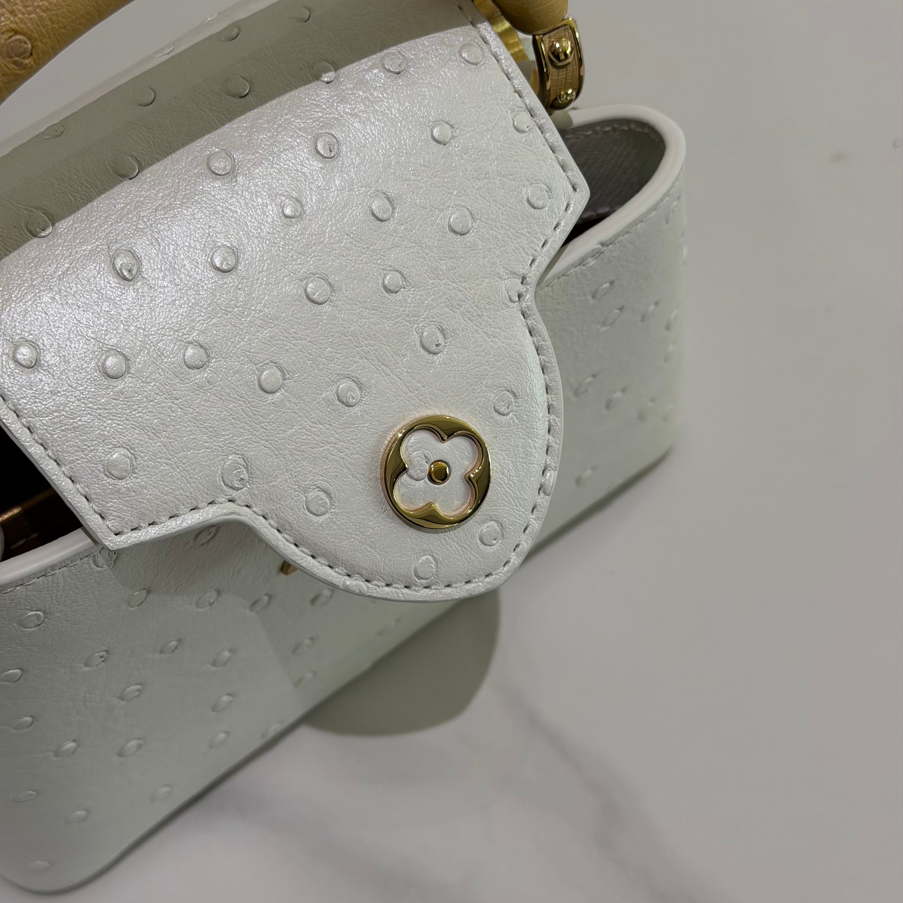 Louis Vuitton Capucines Mini Pearl White Ostrich Leather