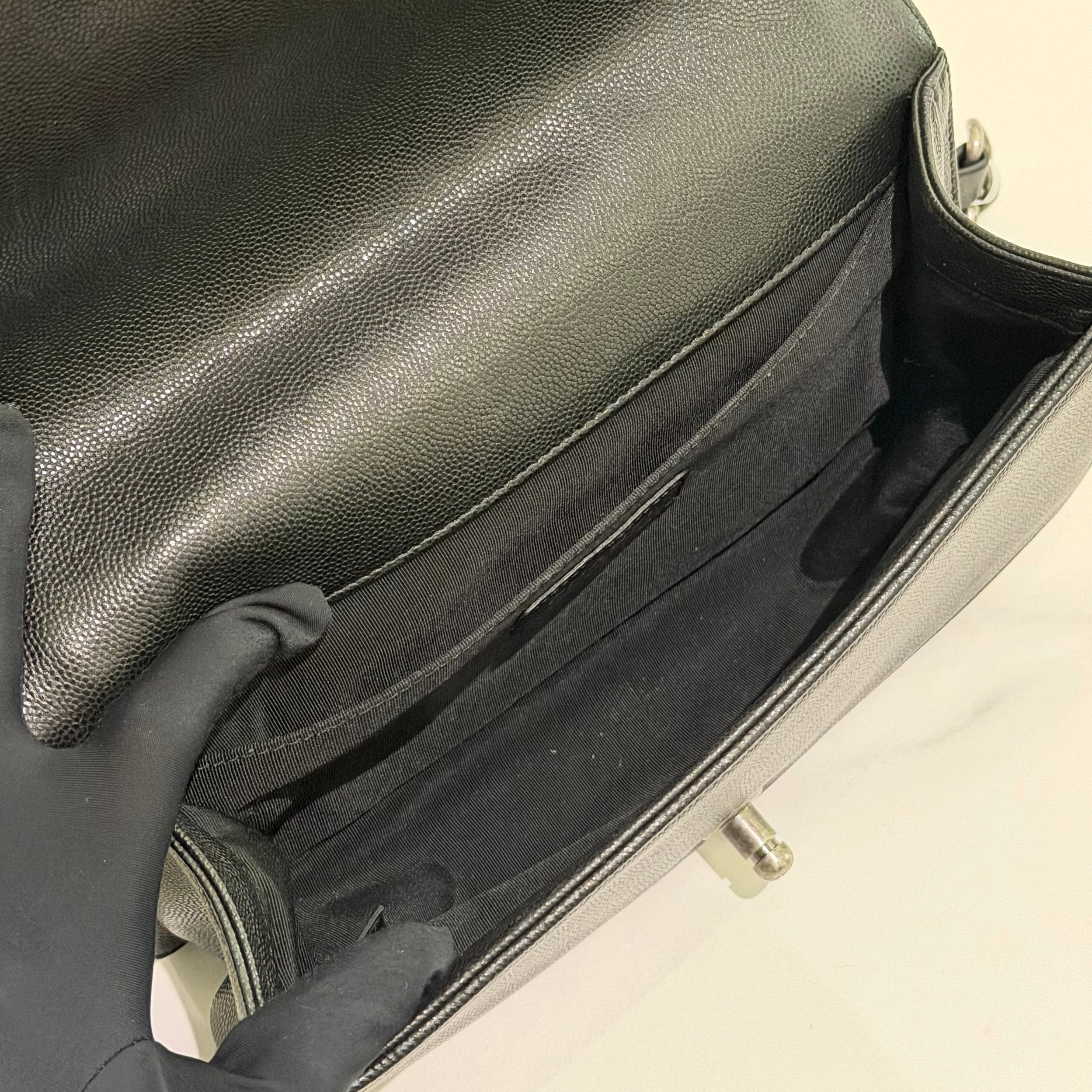 Chanel Leboy Medium Black Caviar Leather with Silver Hardware (Authenticity Card Version)